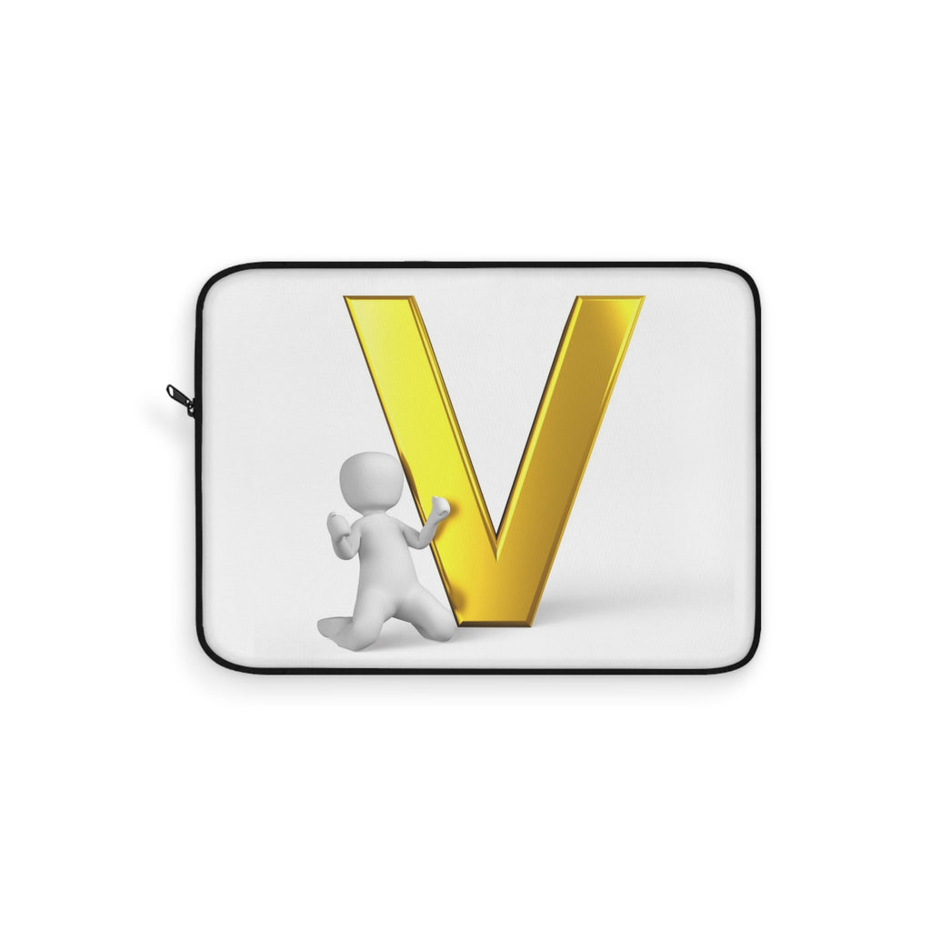 Gold Letter V Initial Laptop Sleeve | Monogram Alphabet Case