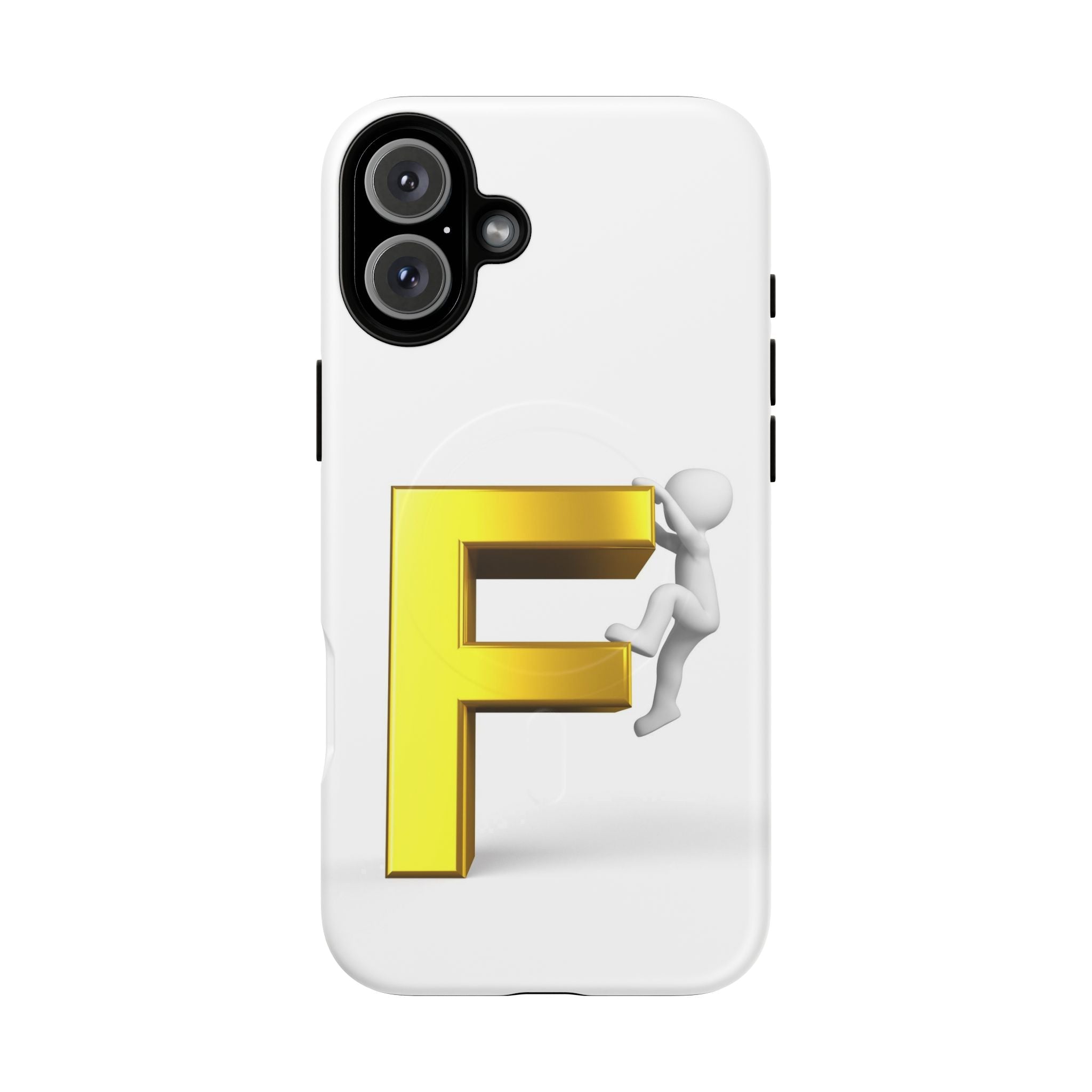 3D Gold Letter F Climber Phone Case | Magnetic Tough Case