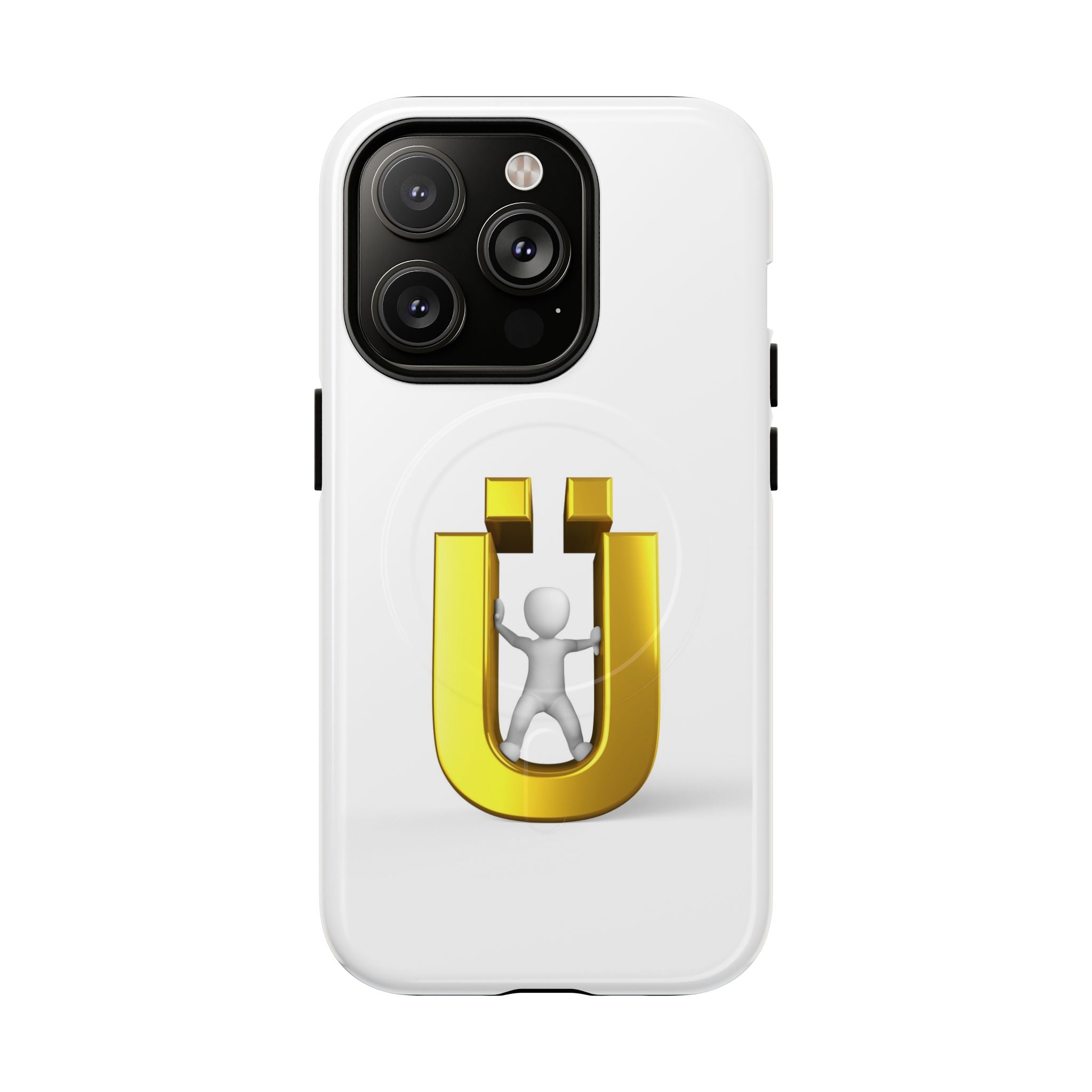 Coque de téléphone à logo lettre Ü dorée | Coque magnétique robuste