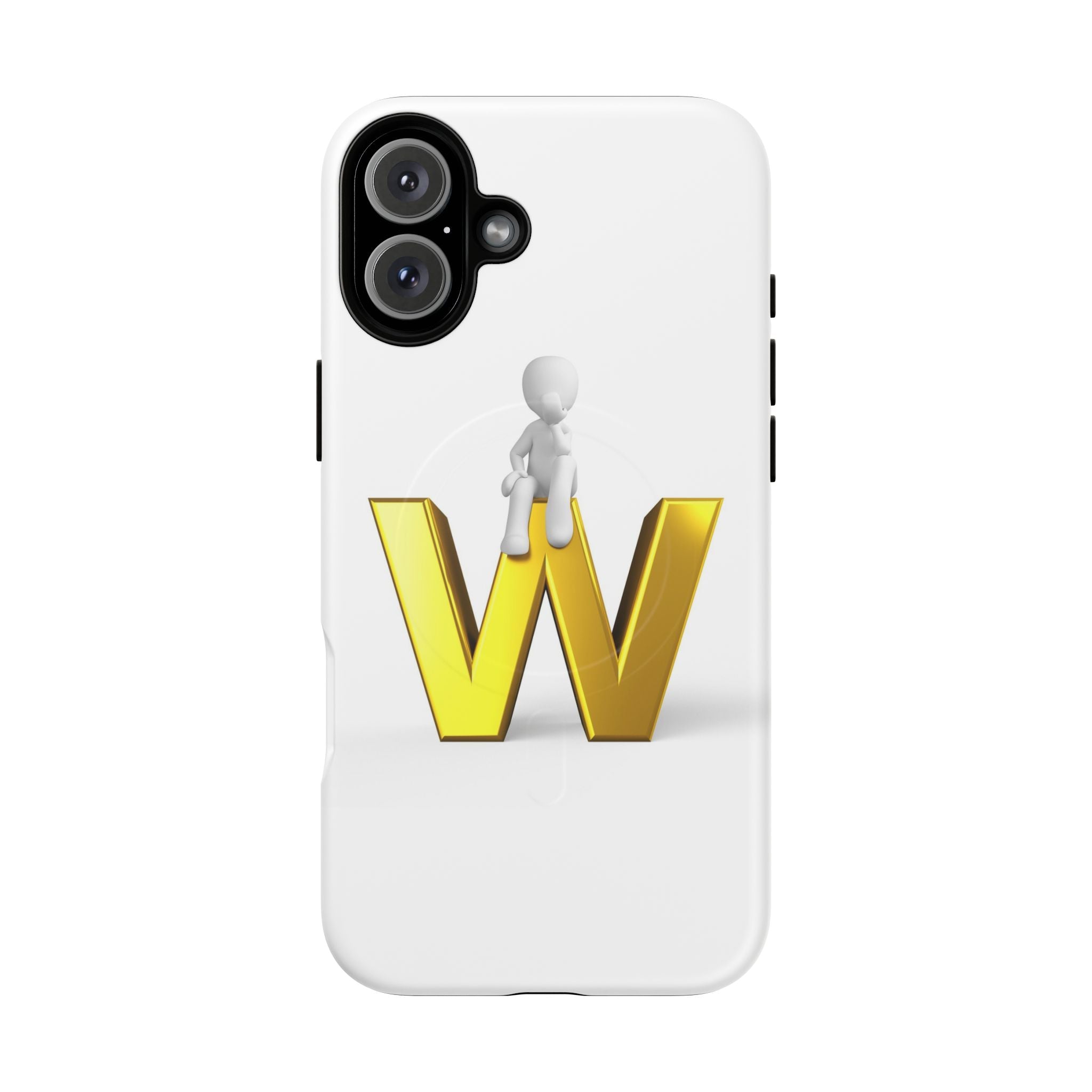 Coque de téléphone magnétique robuste avec figurine 3D sur fond doré