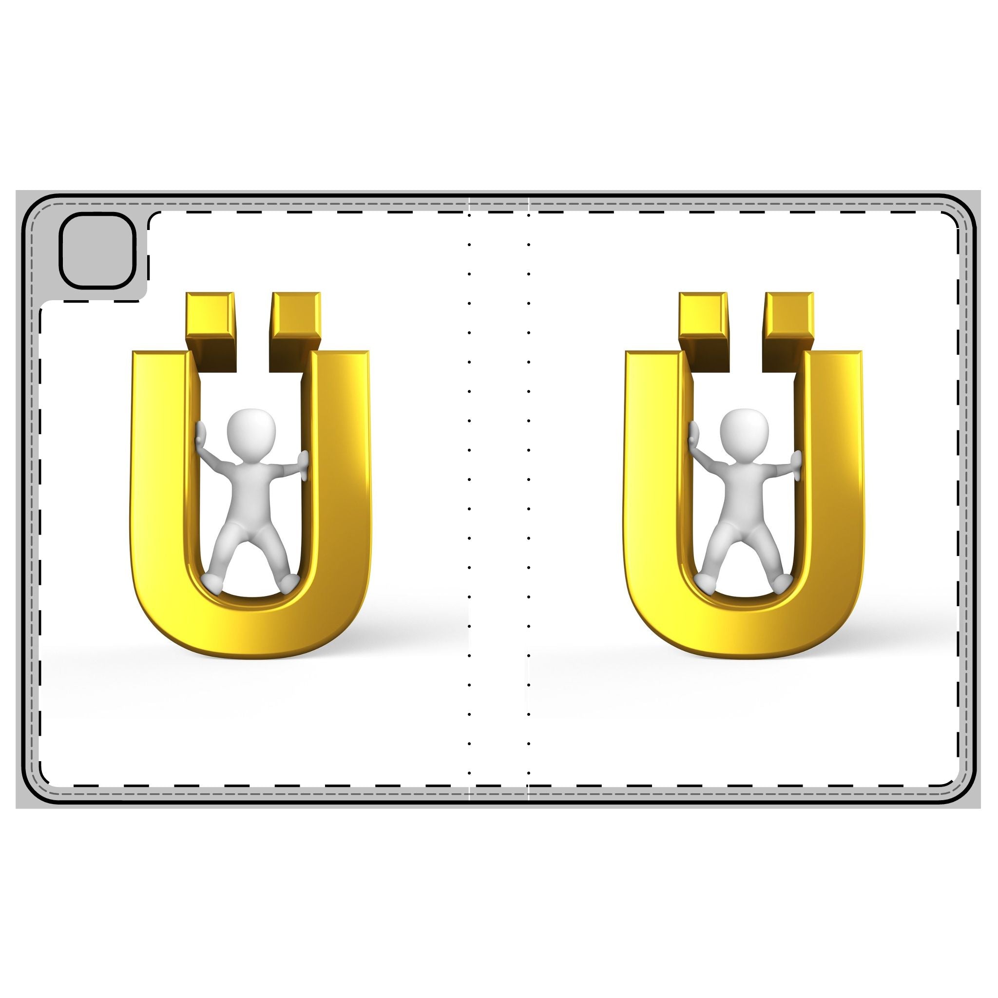 Étui Folio pour Tablette avec Lettre Or Ü | Motif Lettre Ü
