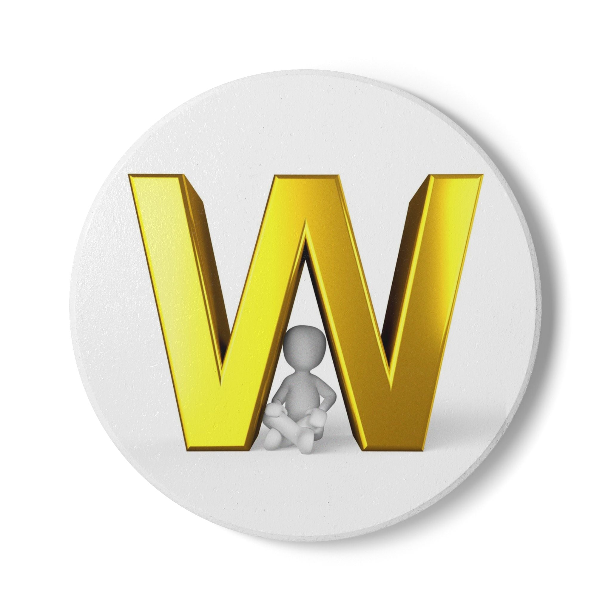 Gold Letter W Monogram Ceramic Coaster | Initial Coaster, Alphabet Drink Mat
