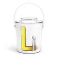 Gold Letter L Monogram Ice Bucket with Tongs | Personalized Initial Bar Cooler