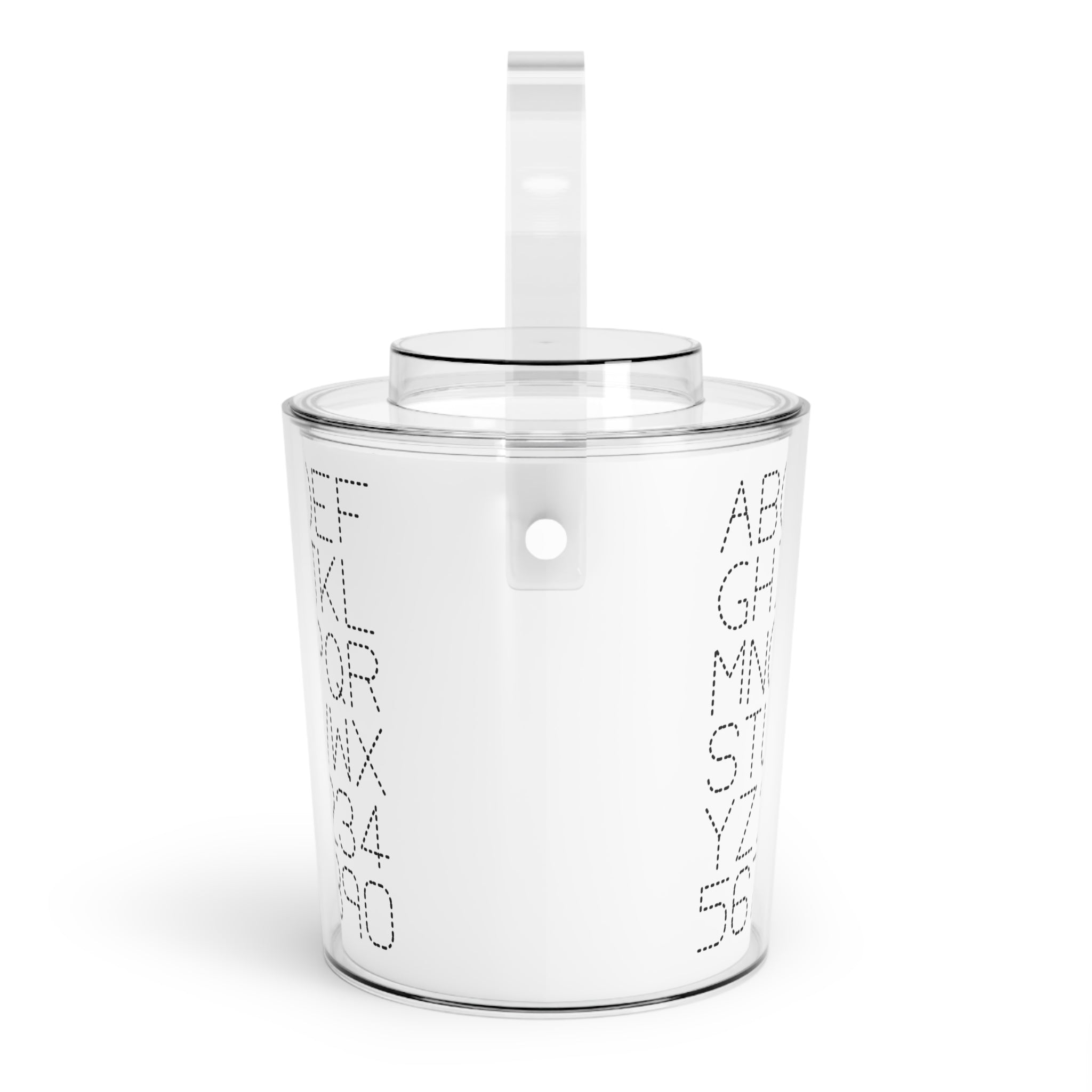 Dot Monogram Alphabet Ice Bucket with Tongs | Acrylic Ice Cooler, Alphabet Pattern