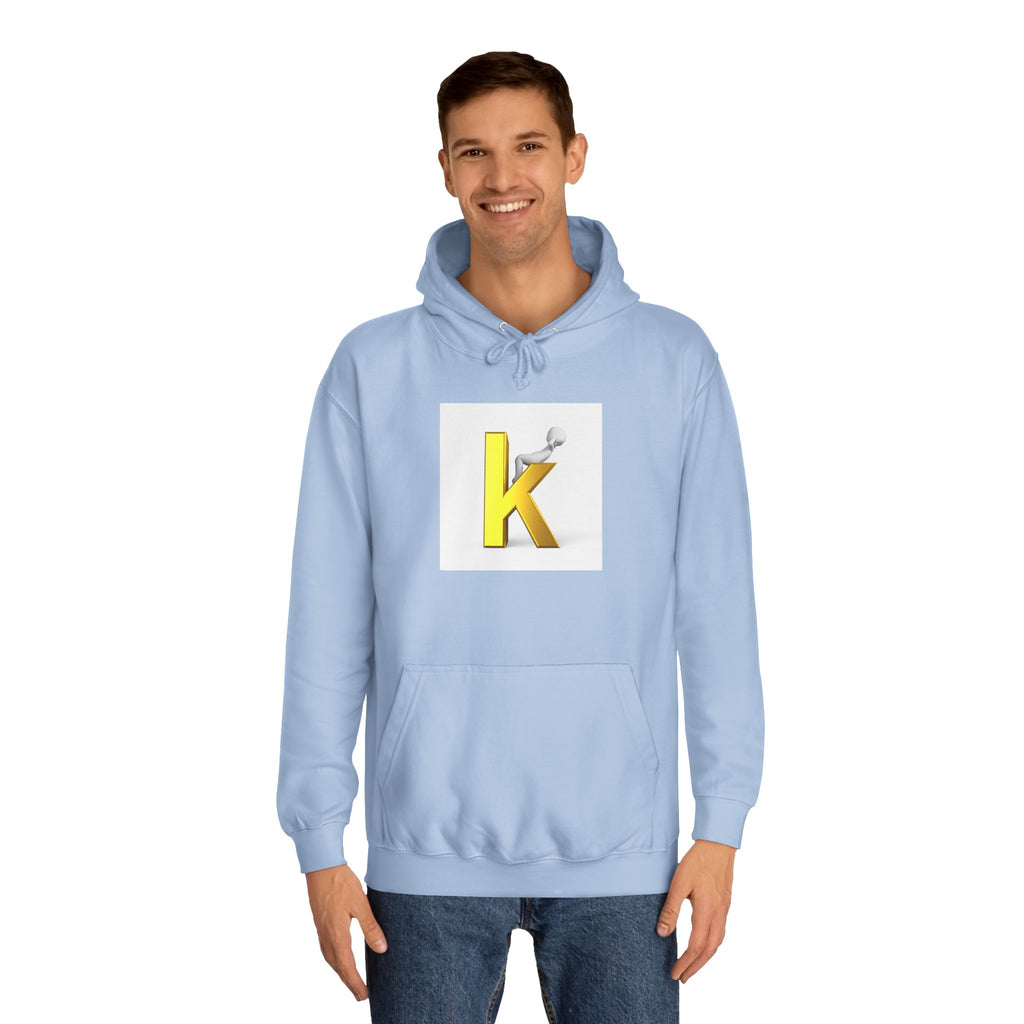 Gold 3D Letter K Hoodie | Monogram Initial K Sweatshirt