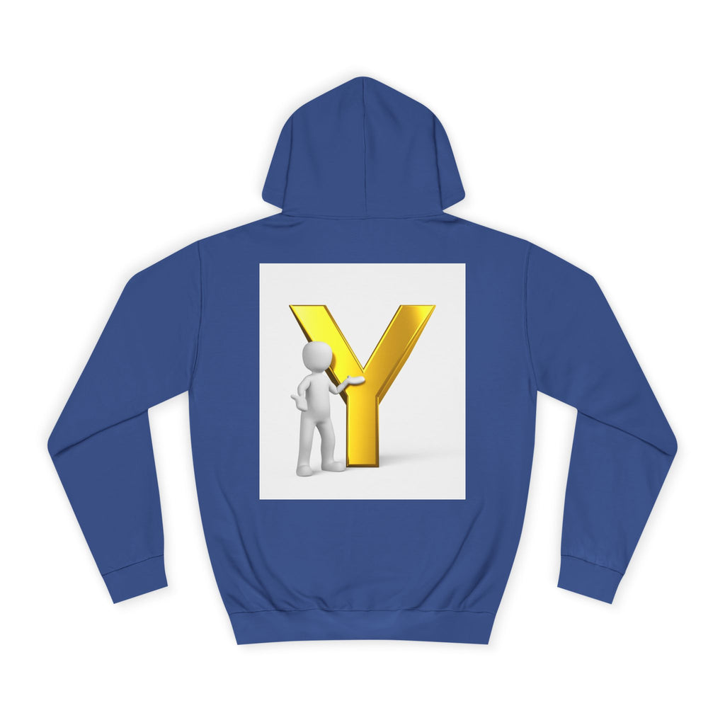 3D Gold Letter Y with Figure Hoodie | Initial Monogram Sweatshirt