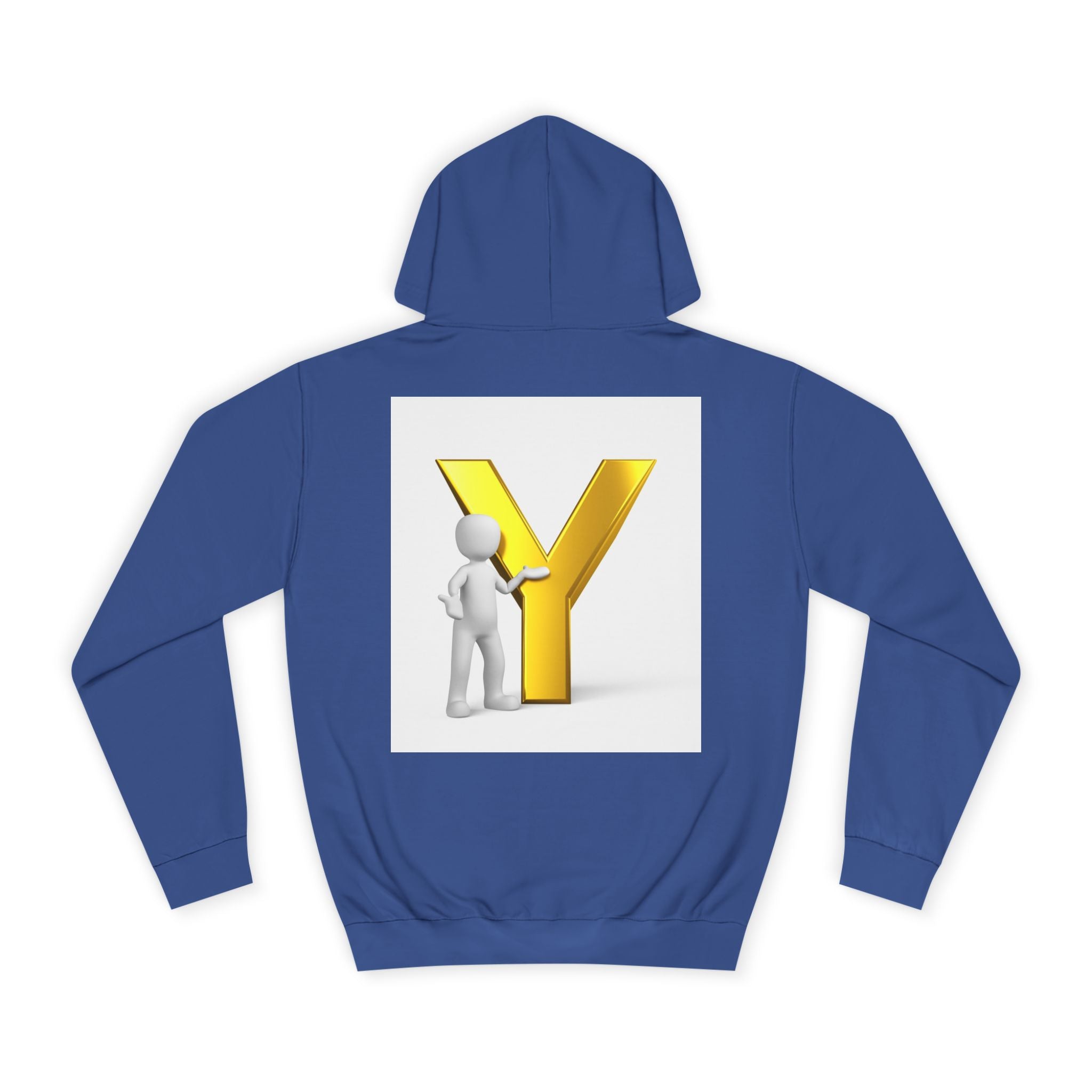 3D Gold Letter Y with Figure Hoodie | Initial Monogram Sweatshirt