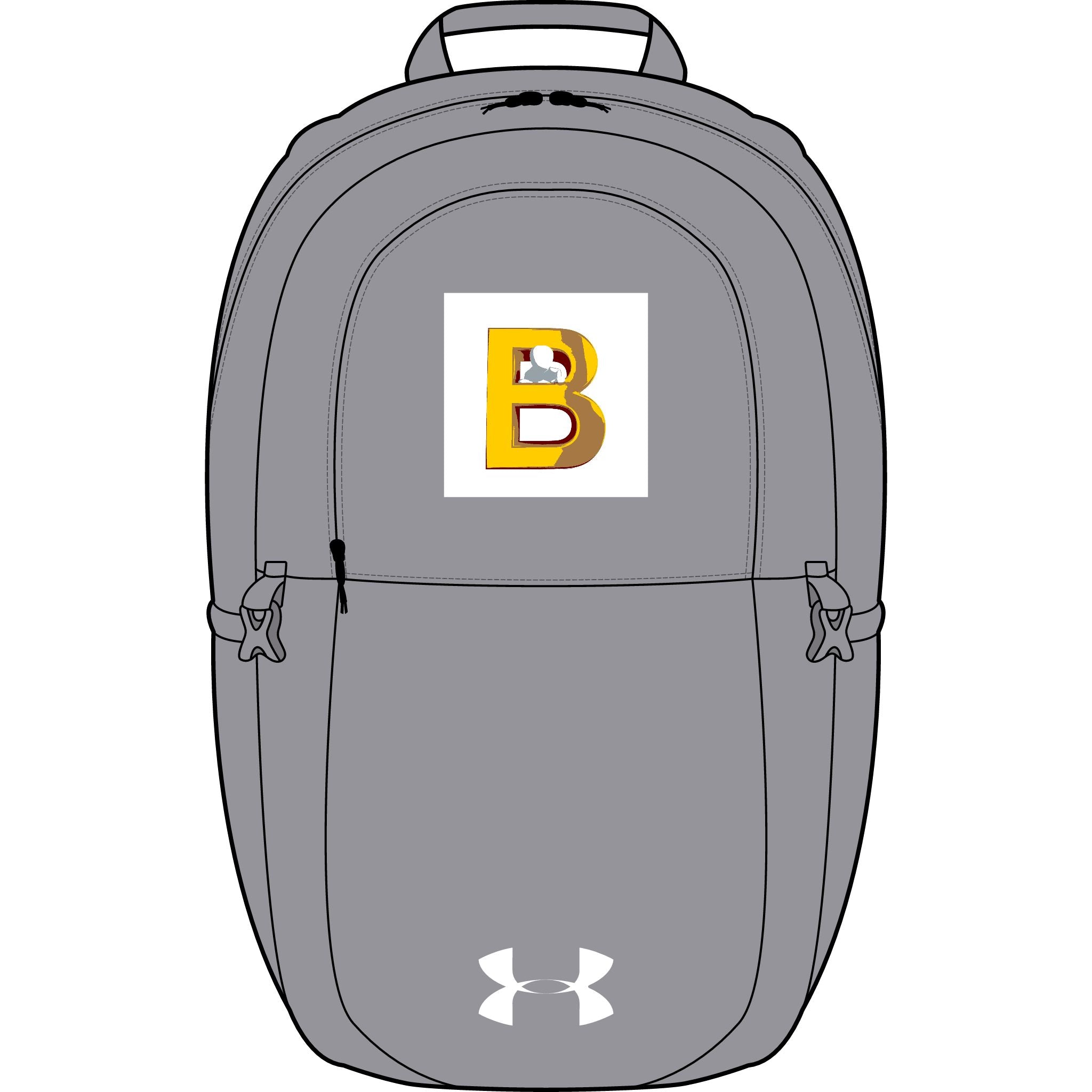 Gelber Rucksack mit Monogramm „B“ | Besticktes Initial auf Sportrucksack