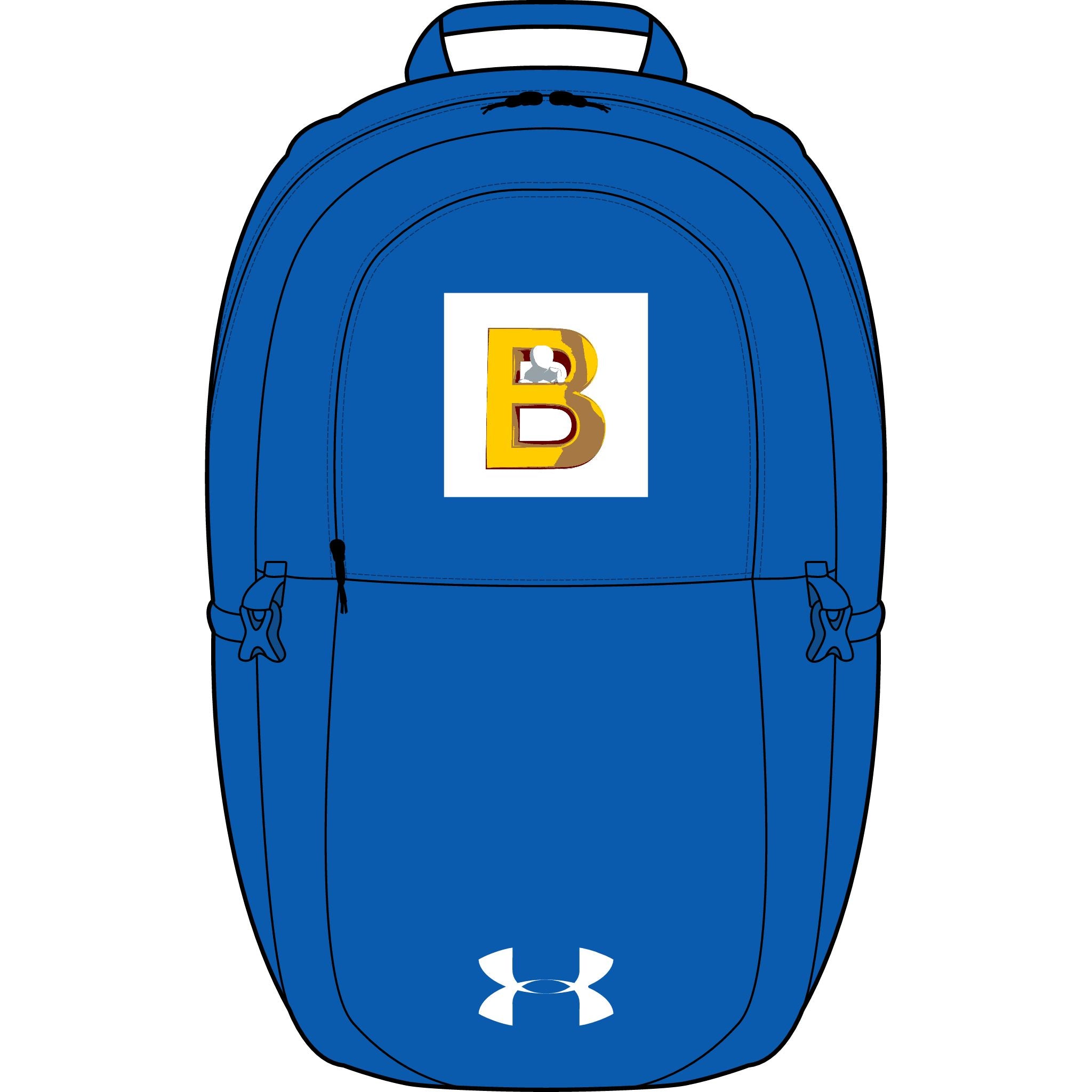 Gelber Rucksack mit Monogramm „B“ | Besticktes Initial auf Sportrucksack