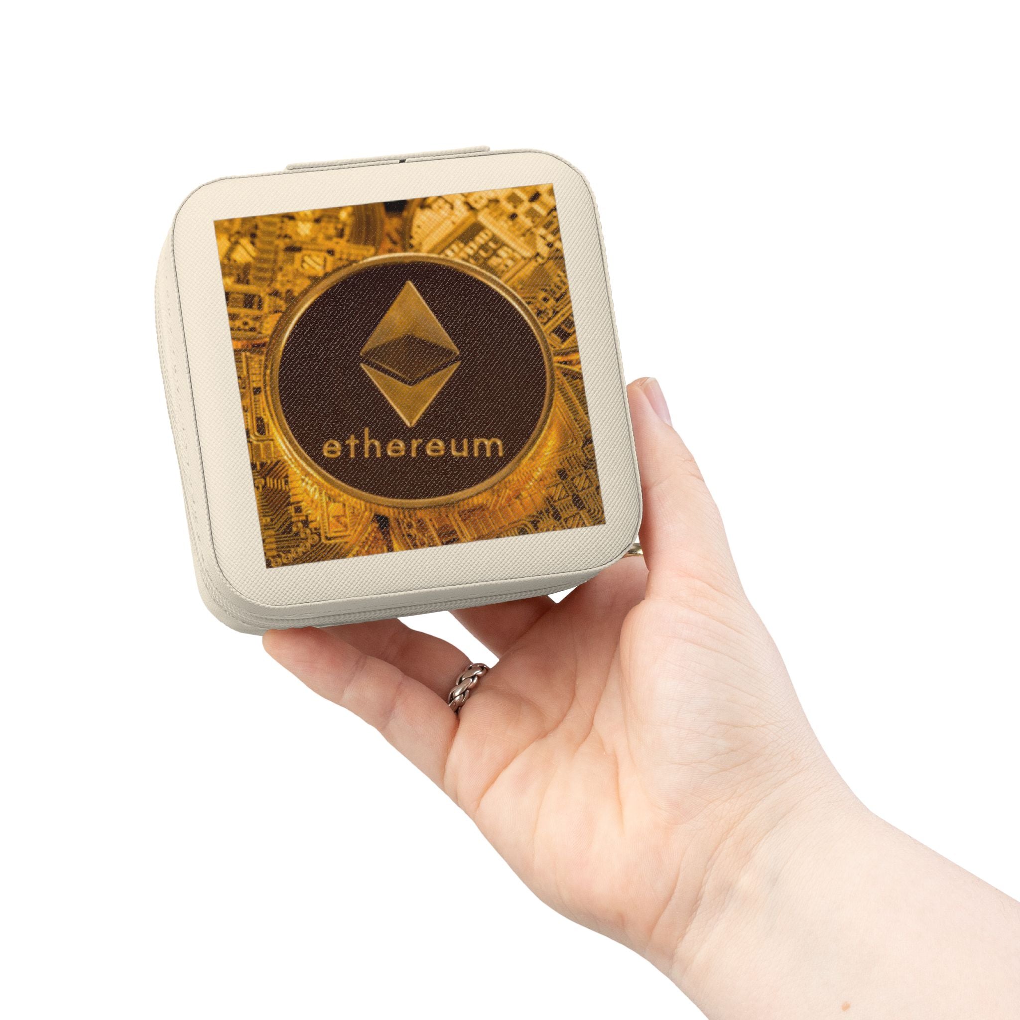 Ethereum Coin Jewelry Travel Case | Crypto Logo Compact Organizer