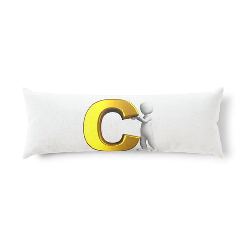 Lettre C dorée 3D avec corps de figurine oreiller de corps | Oreiller monogramme lettre C