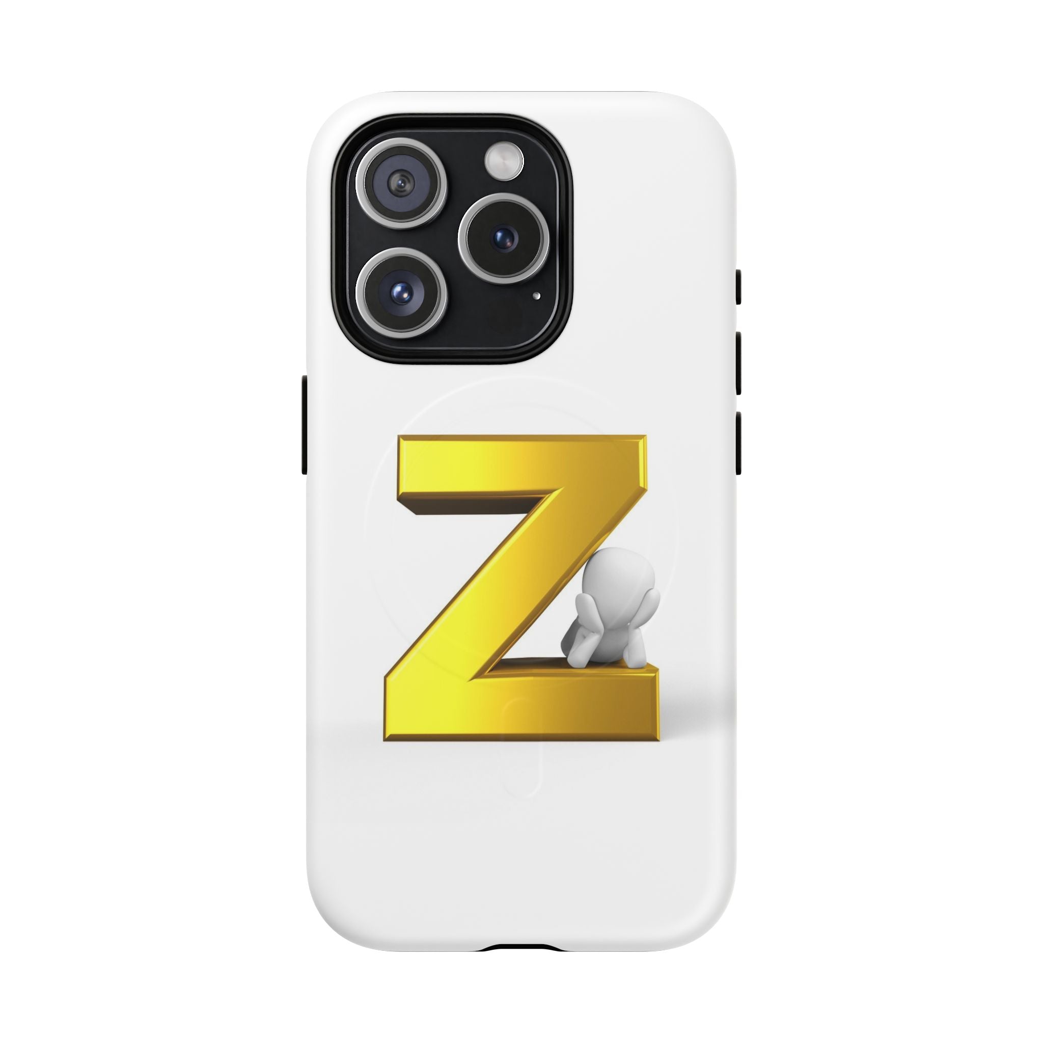 Coque de Téléphone Lettre Z Or 3D | Coque Magnétique Robuste, Initiale Monogramme