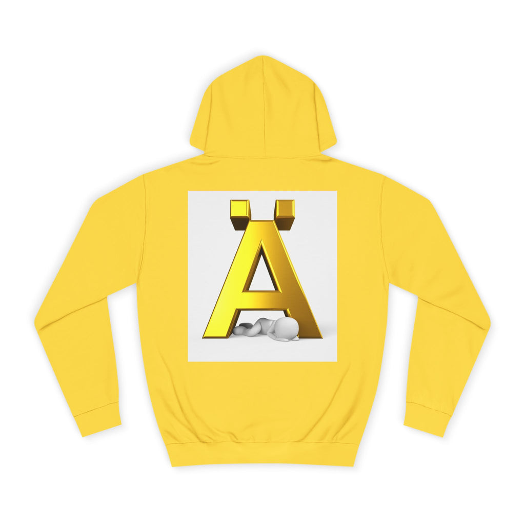 Gold Letter Ä Hoodie | 3D Metallic A with Rocks