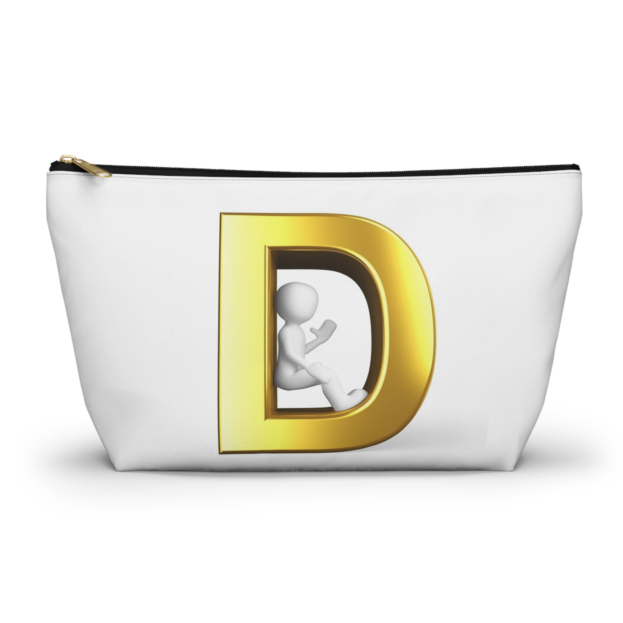 Gold Letter D with 3D Figure Accessory Pouch