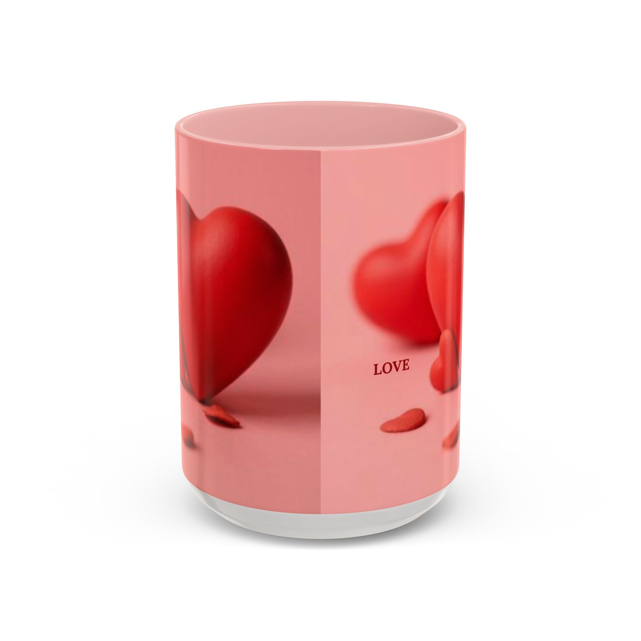Red Heart Love Design Accent Coffee Mug | Valentine Heart Ceramic Mug