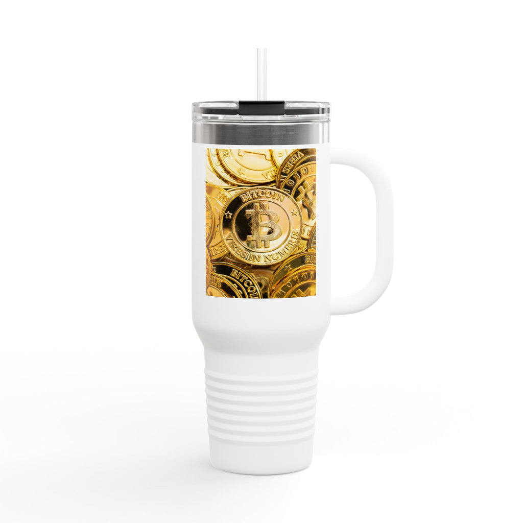 Bitcoin Coin Pattern Travel Mug | 40 oz Insulated Tumbler