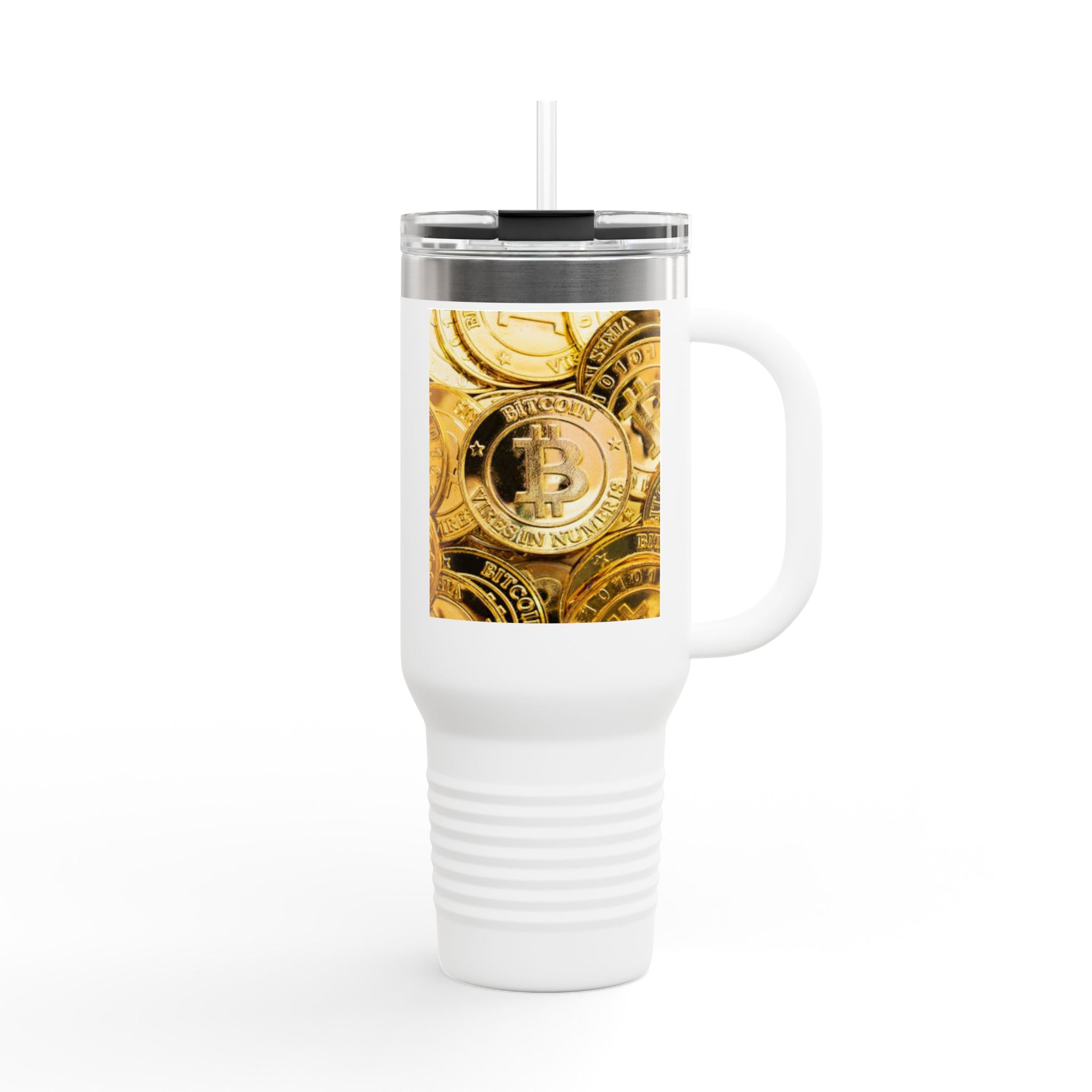 Bitcoin Coin Pattern Travel Mug | 40 oz Insulated Tumbler