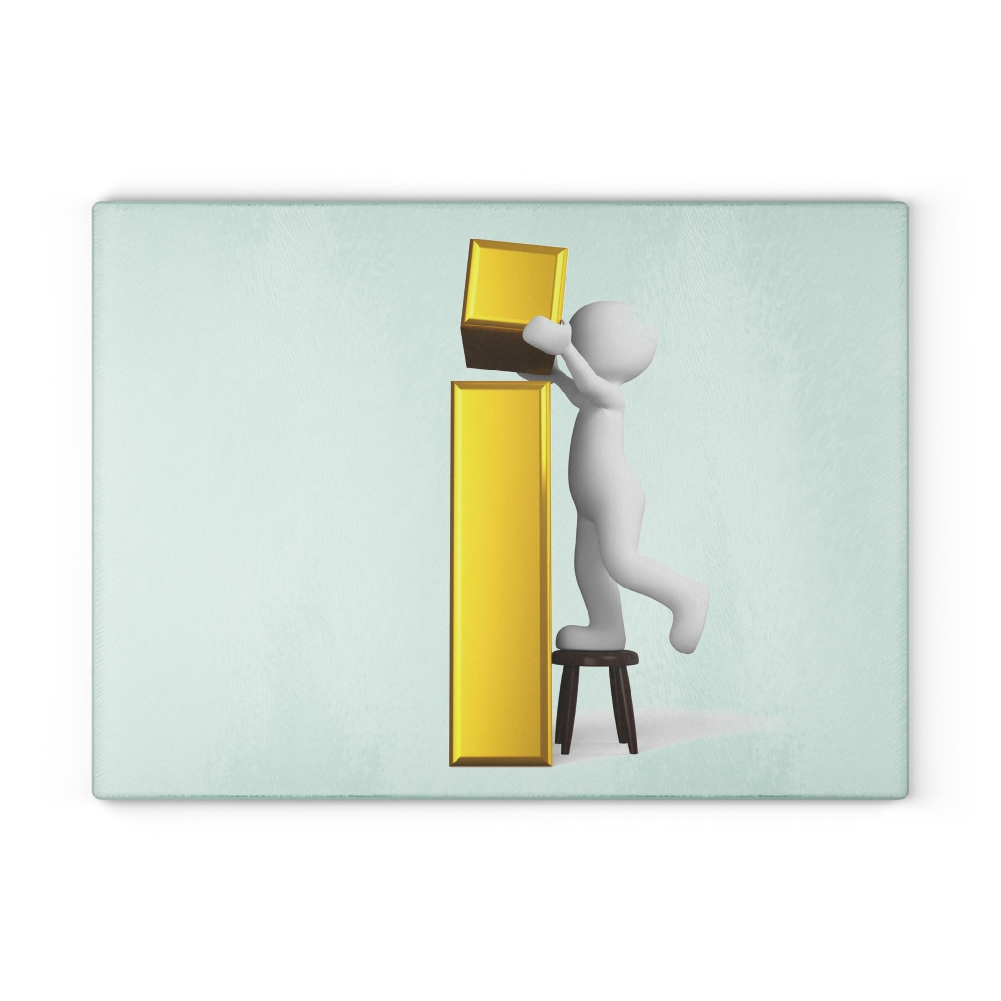 3D Character Stacking Gold Letter I Glass Cutting Board | Alphabet Kitchen Decor