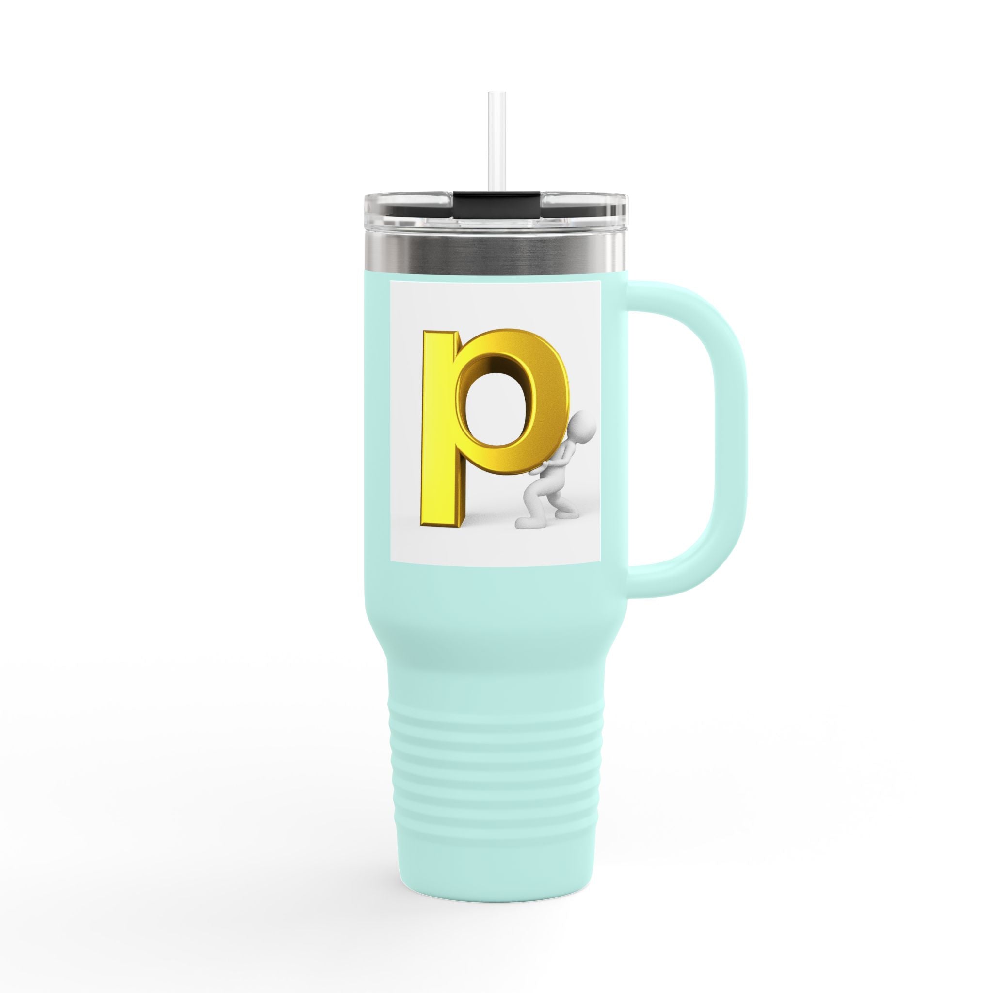 Yellow 3D Letter P Monogram Tumbler 40oz Travel Mug