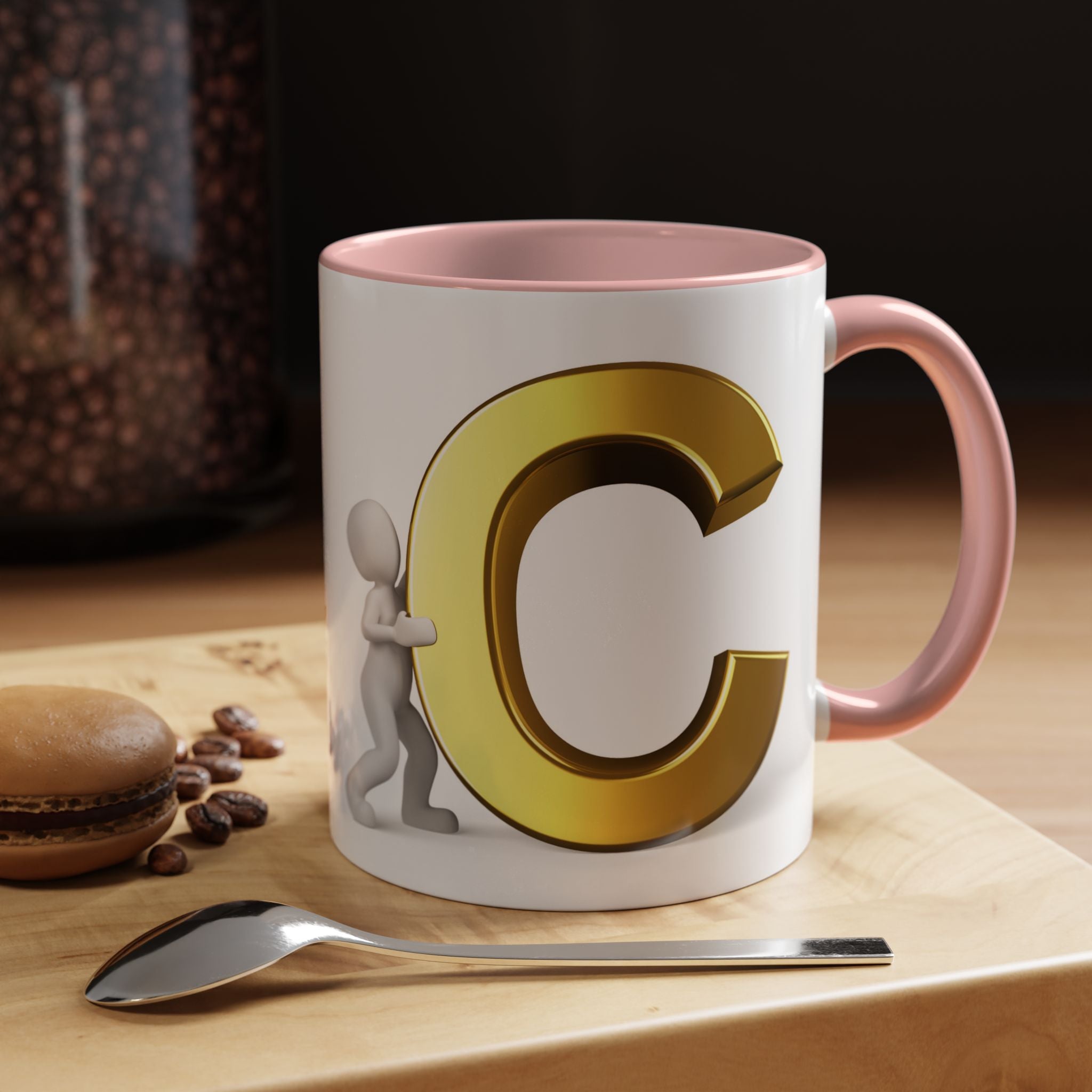 Tasse mit goldenem Buchstaben C | Akzent-Kaffeetasse, Initialbuchstabe C