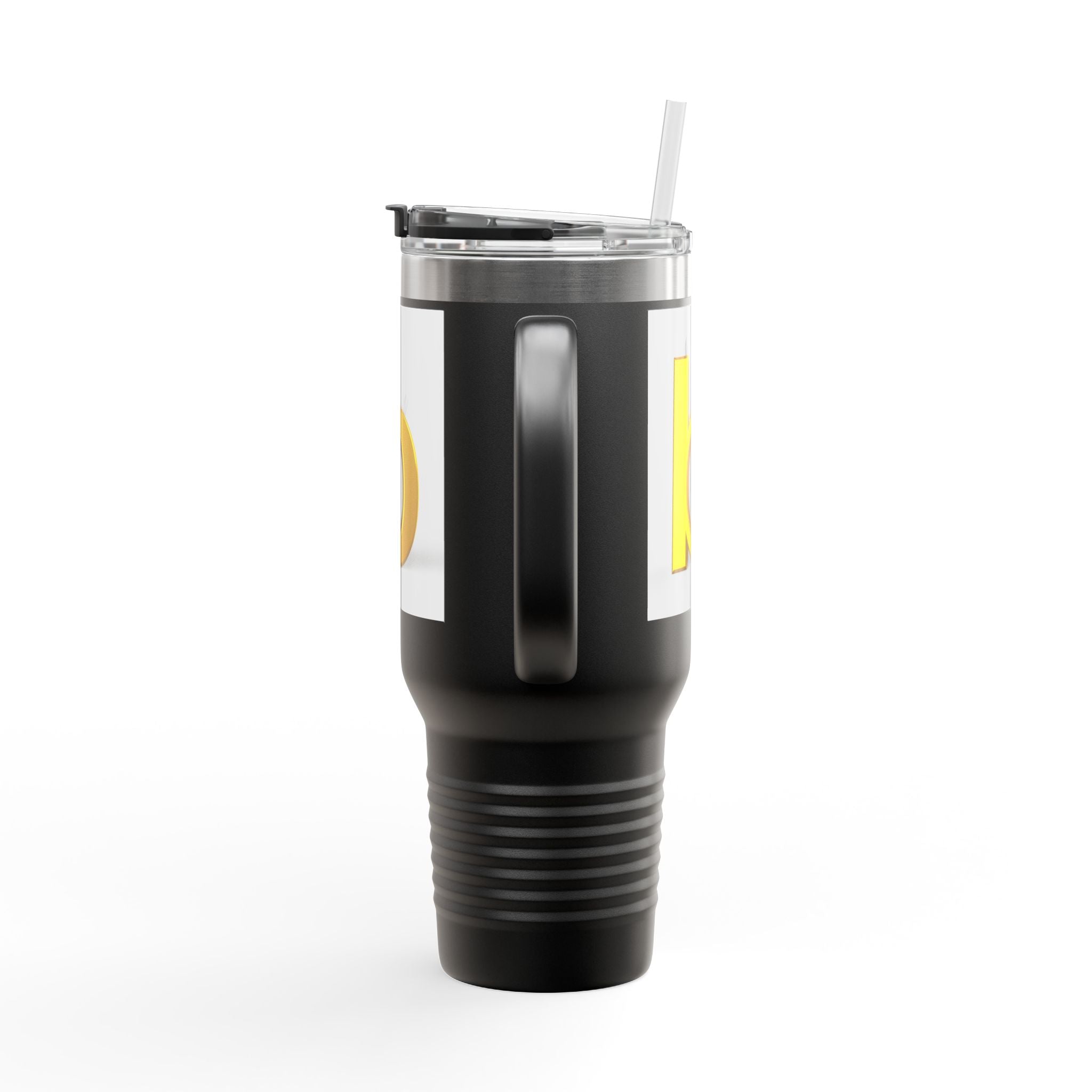 Gold 3D Letter B Travel Mug | 40oz Insulated Tumbler with Handle