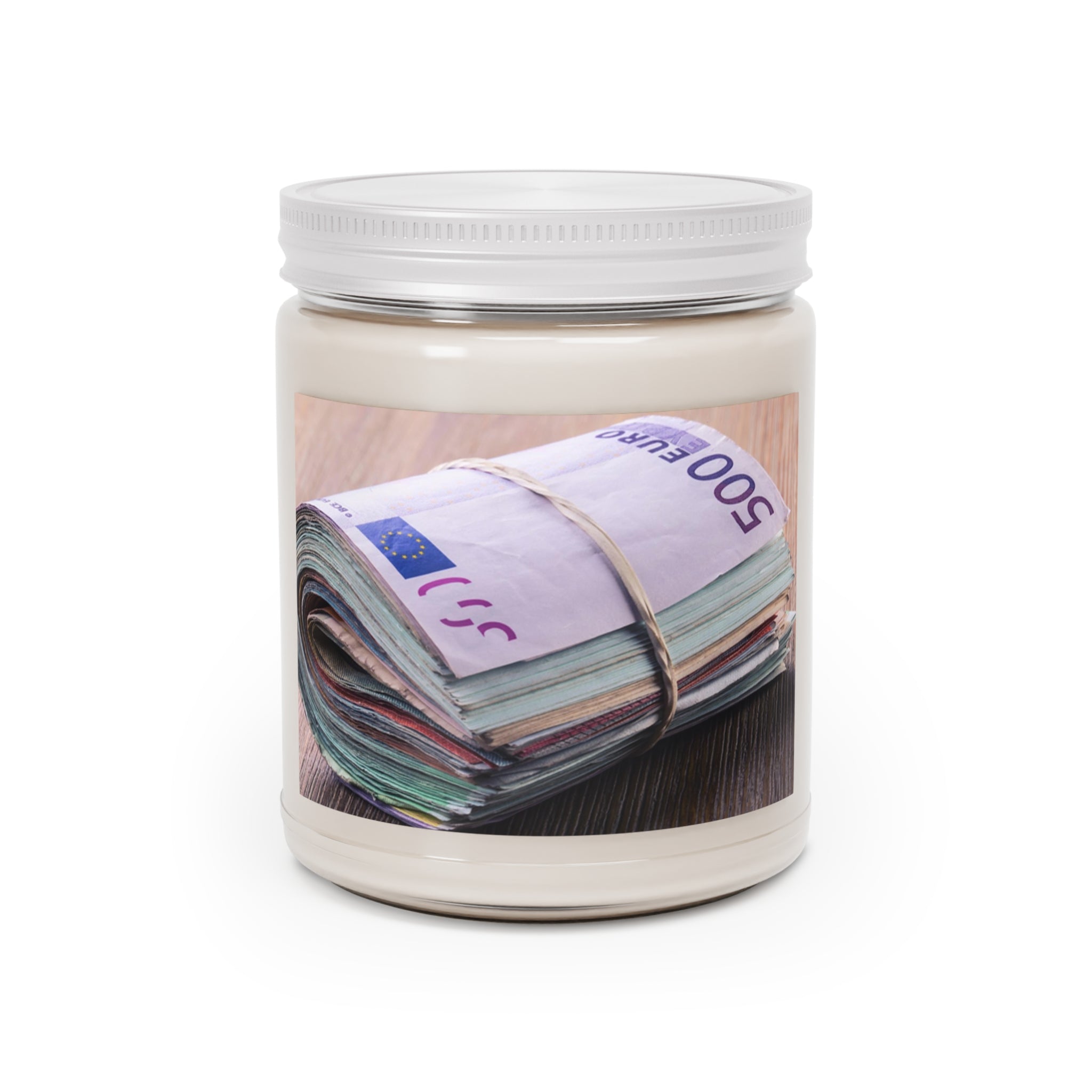 Stack of Euro Banknotes Candle | Soy Candle Jar