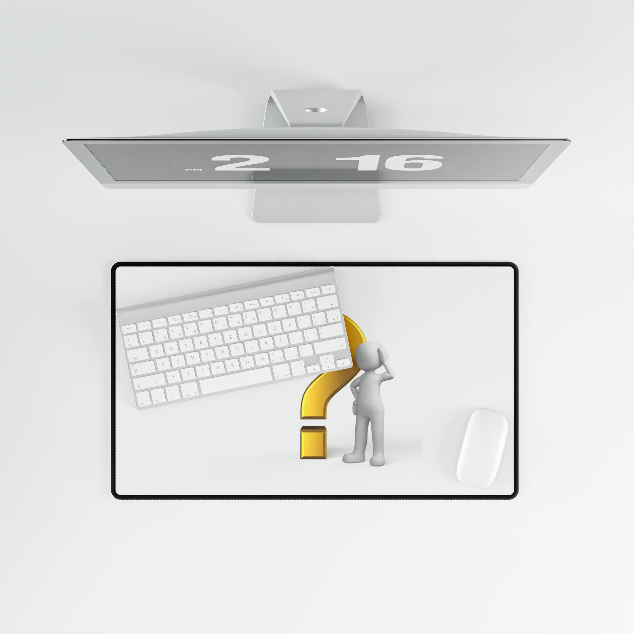 Question Mark Figure Desk Mat | Large Minimalist Gaming Mousepad