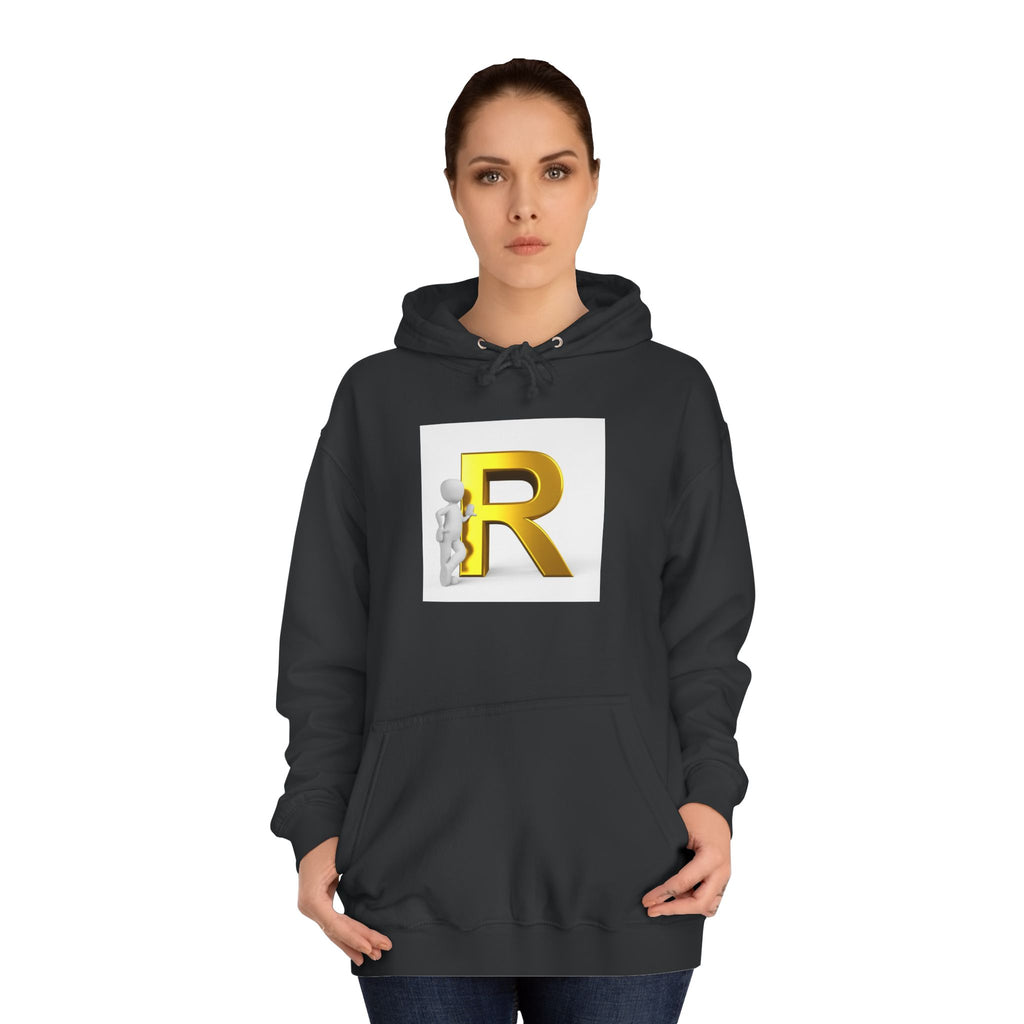 Gold Letter R Hoodie | 3D Character Leaning on R