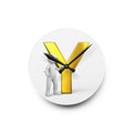 Yellow Gold Letter Y with 3D Figure Acrylic Wall Clock | Monogram Initial Decor