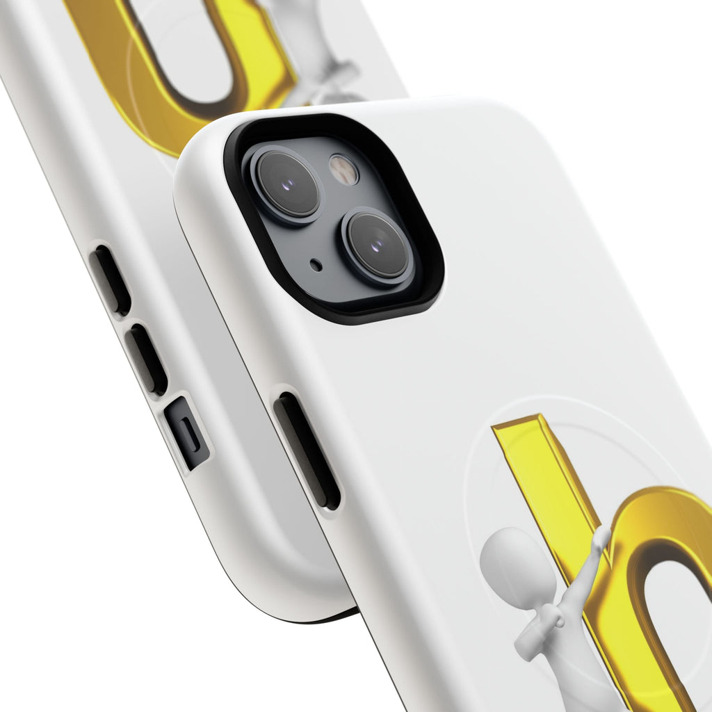 3D Person Pushing Gold Letter h Phone Case | Tough Magnetic Case