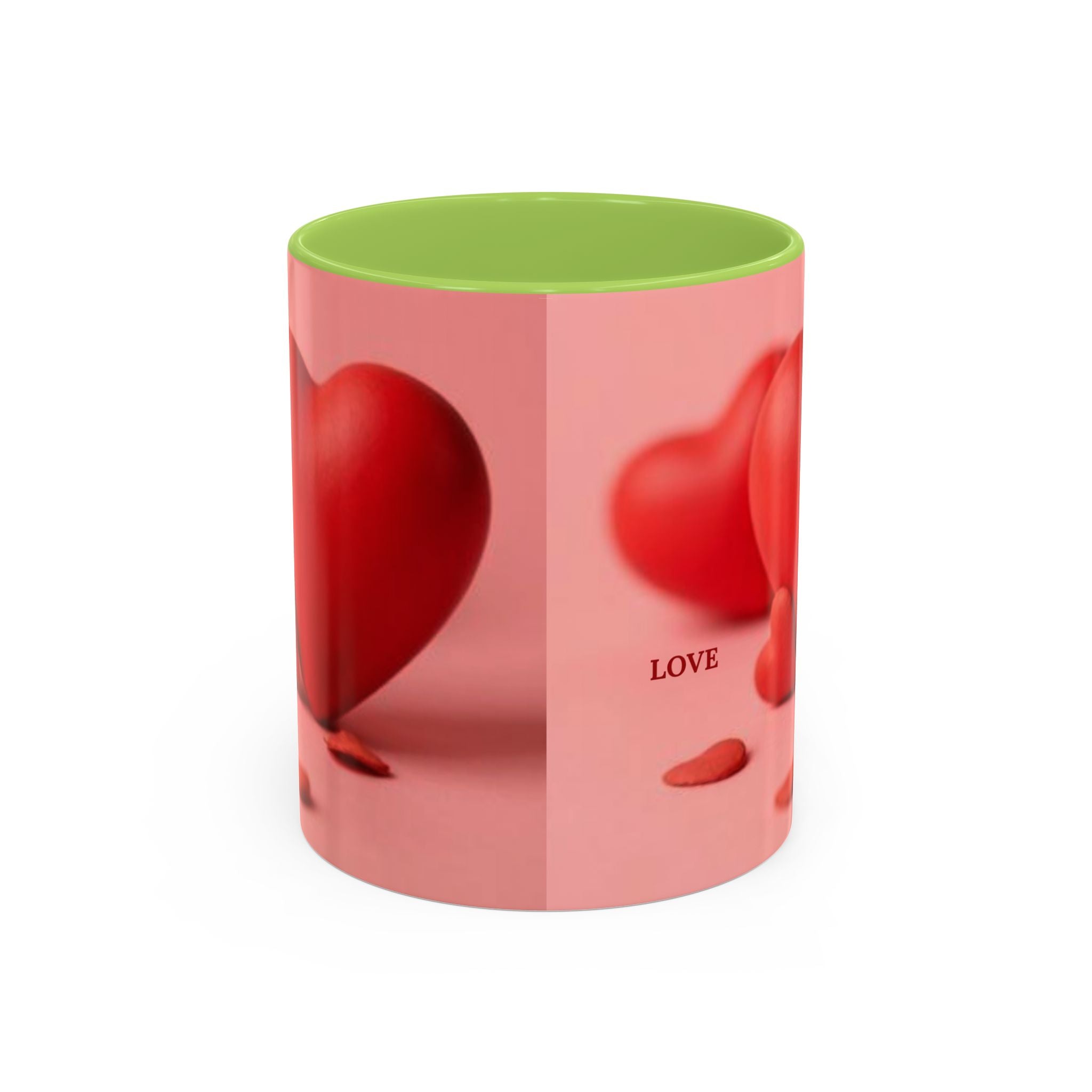 Red Heart Love Design Accent Coffee Mug | Valentine Heart Ceramic Mug