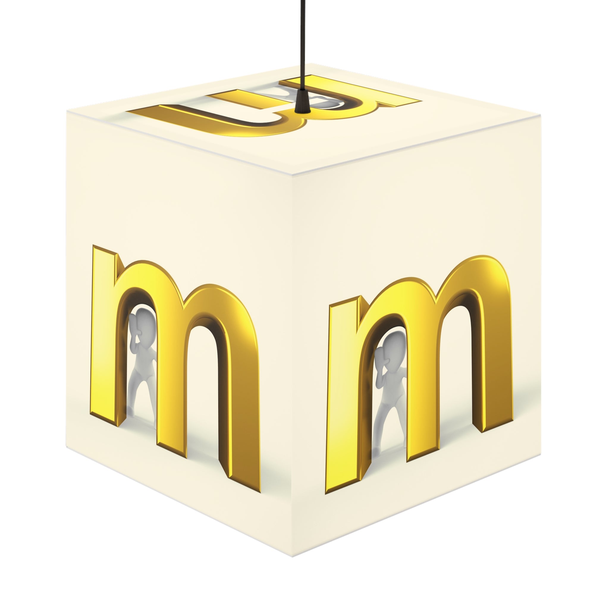 Gold Letter M Light Cube Lamp | Monogram Night Light, Modern Alphabet Decor