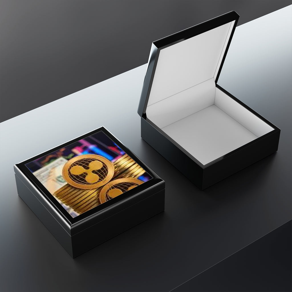 Ripple Cryptocurrency Coin Jewelry Box | Ripple Logo Keepsake Trinket Box