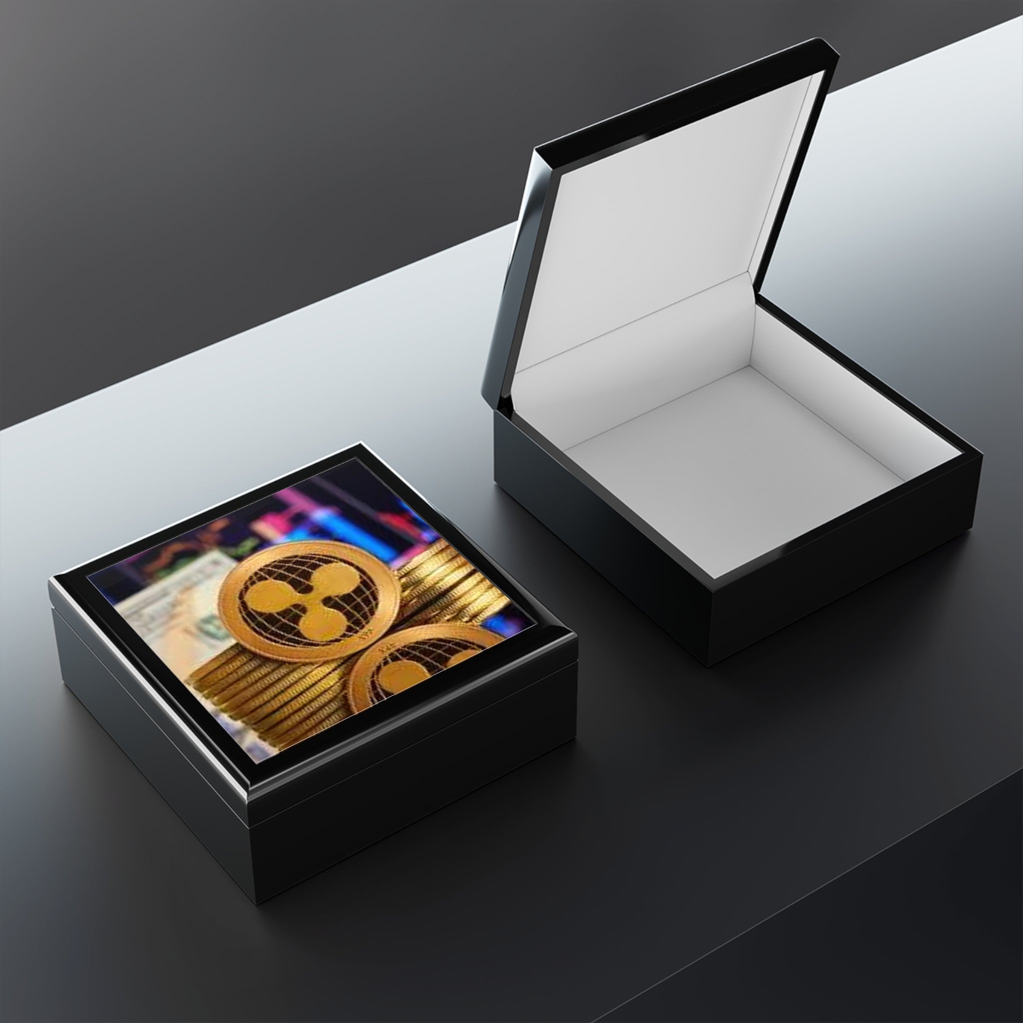 Ripple Cryptocurrency Coin Jewelry Box | Ripple Logo Keepsake Trinket Box