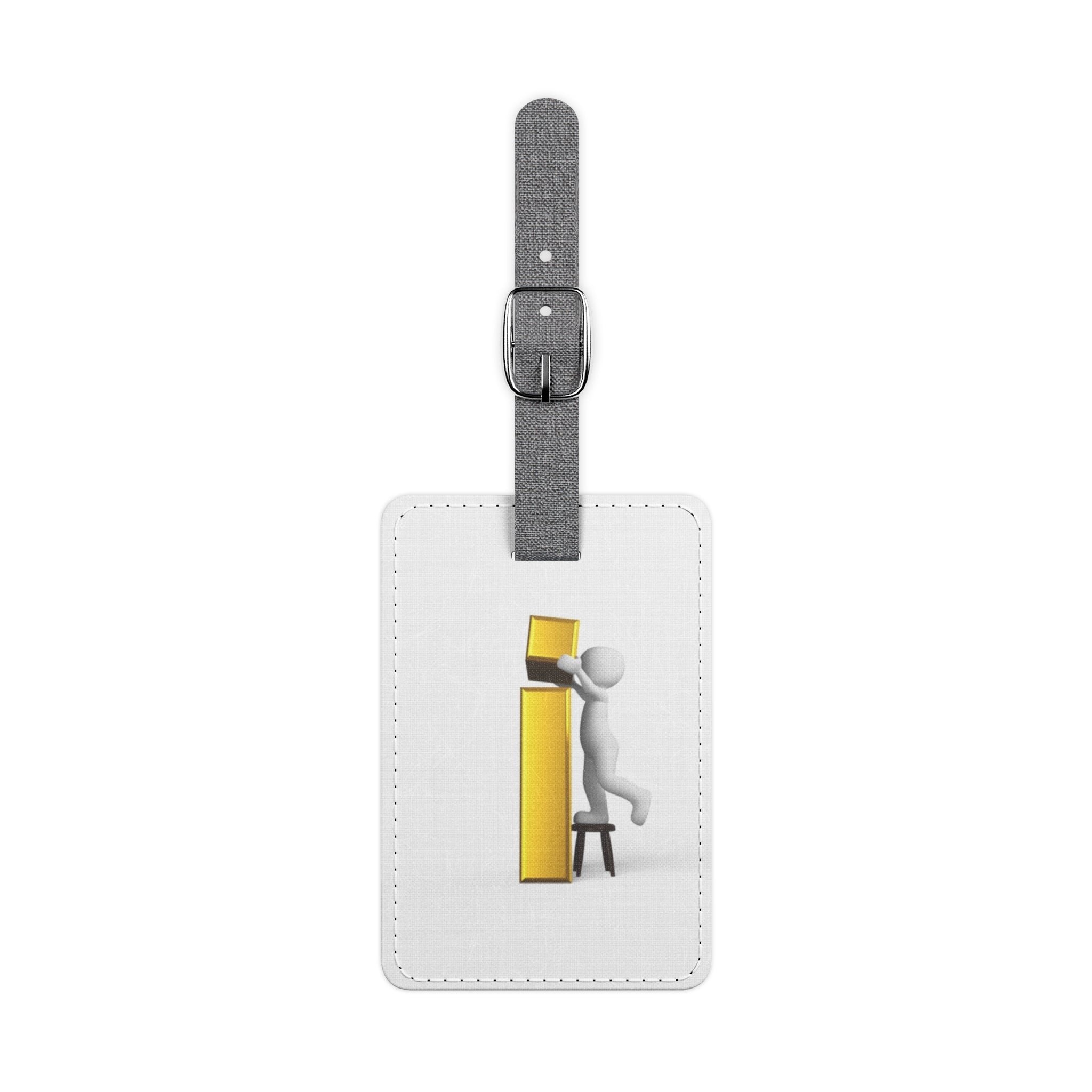3D Person Building Gold letter i Luggage Tag