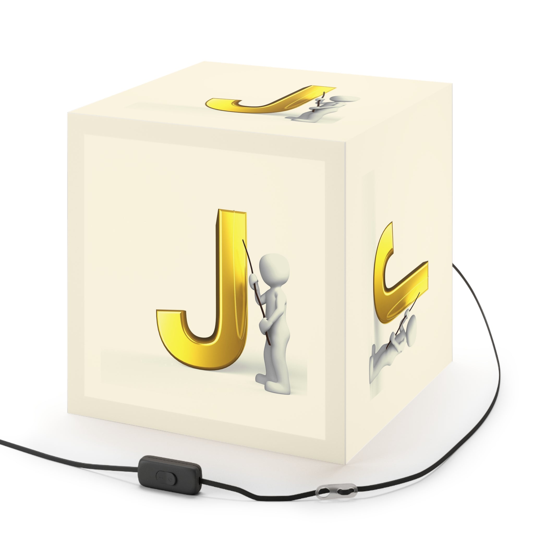 Gold Letter J Monogram Light Cube Lamp | Personalized Initial Decor