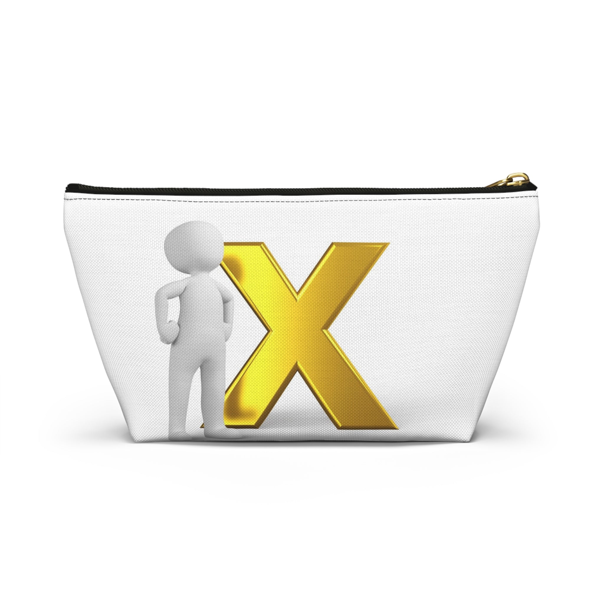 3D Stick Figure with Gold X Accessory Pouch