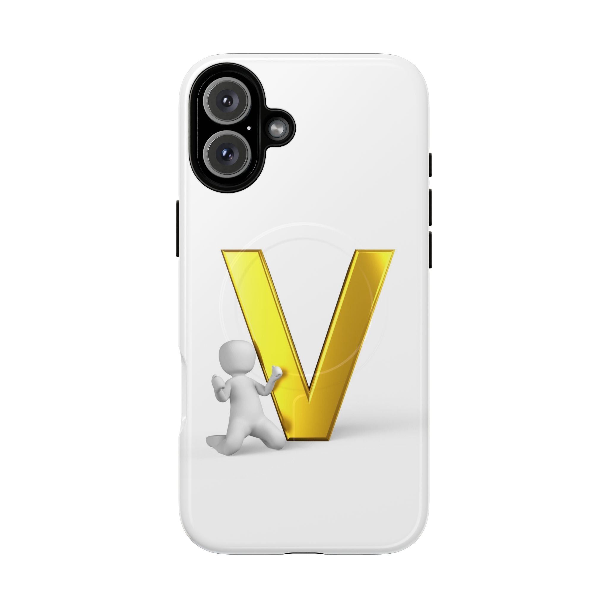 Coque de téléphone à monogramme lettre V dorée | Coque magnétique résistante