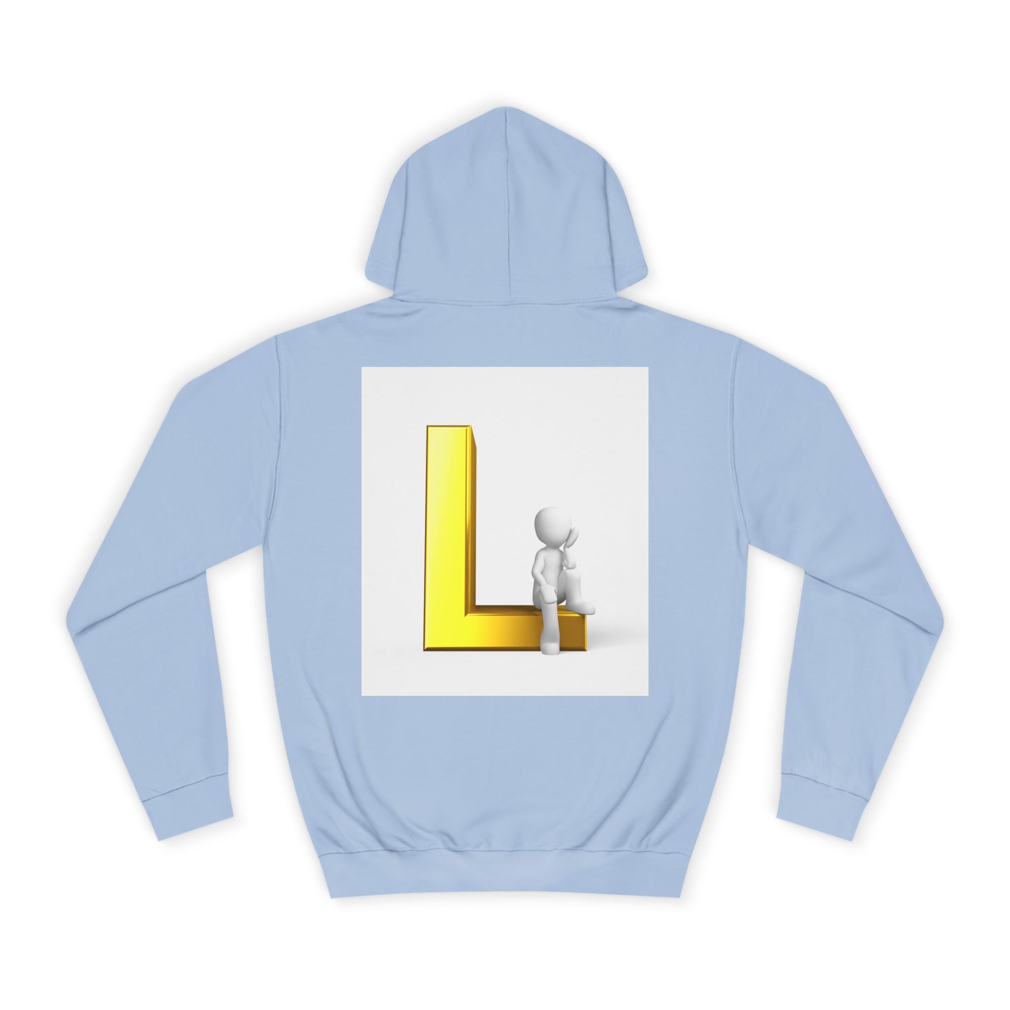 3D Letter L with Figure Hoodie | Initial L Sweatshirt