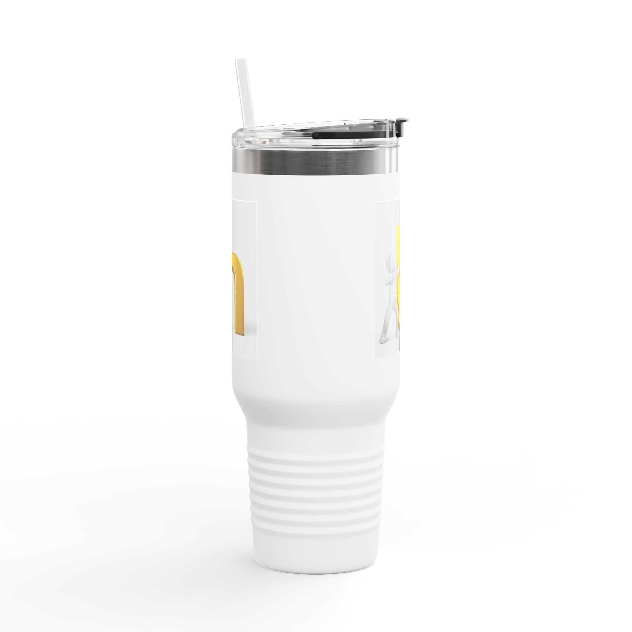 3D Gold Letter H with Figure | Travel Mug