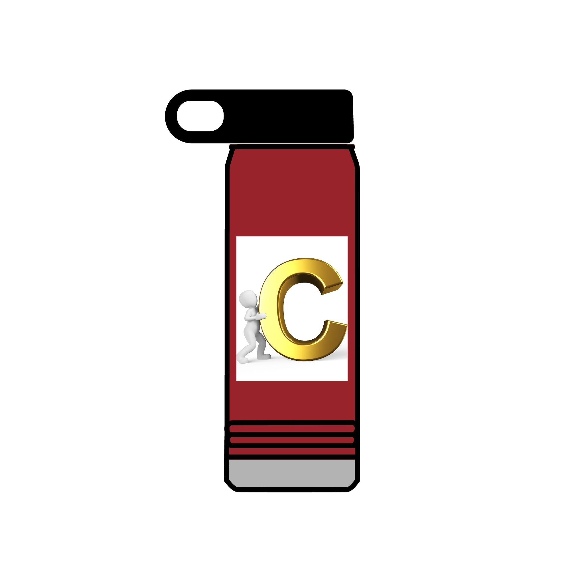 Bouteille d'eau Monogramme Lettre C Dorée | Bouteille Initiale 590 ml