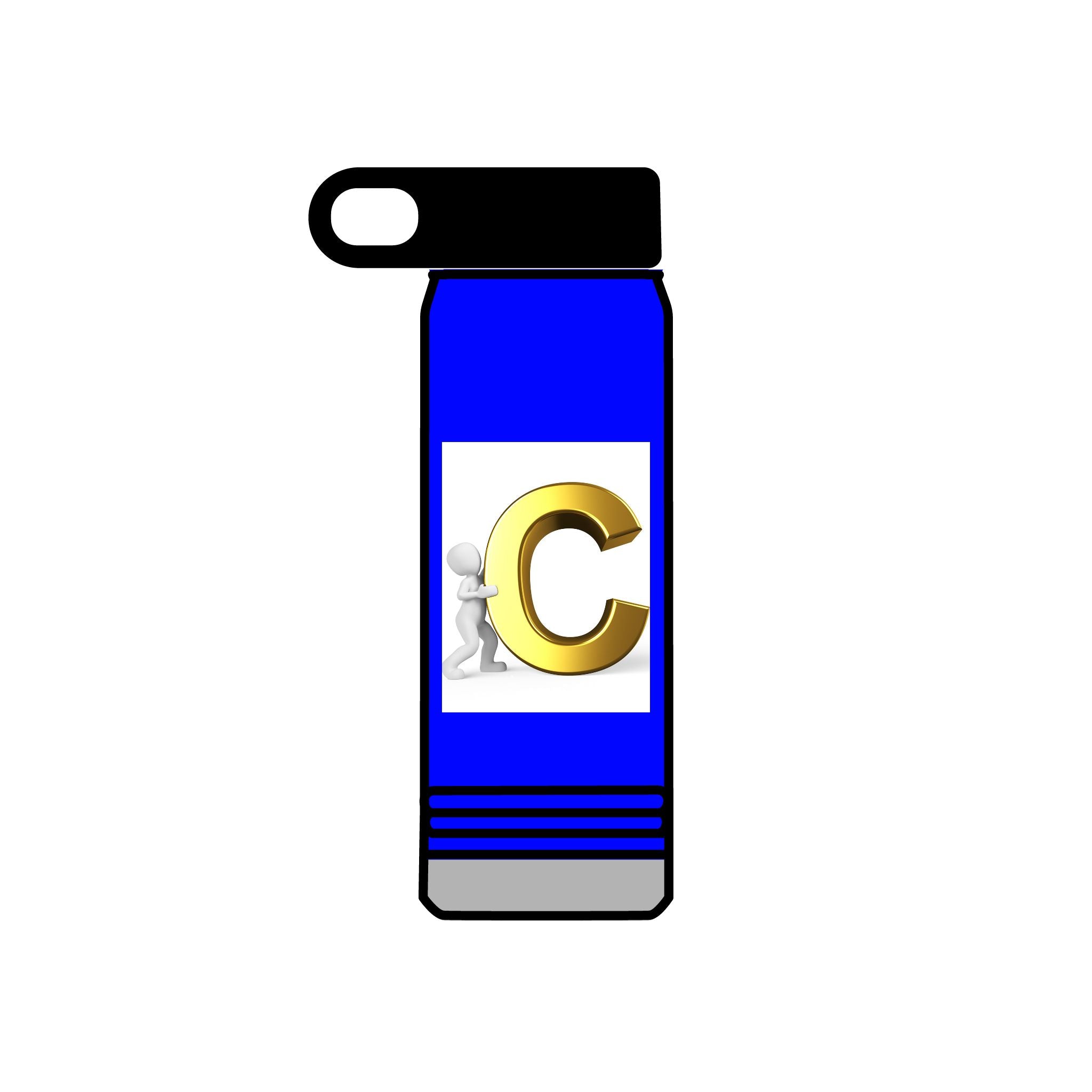 Bouteille d'eau Monogramme Lettre C Dorée | Bouteille Initiale 590 ml