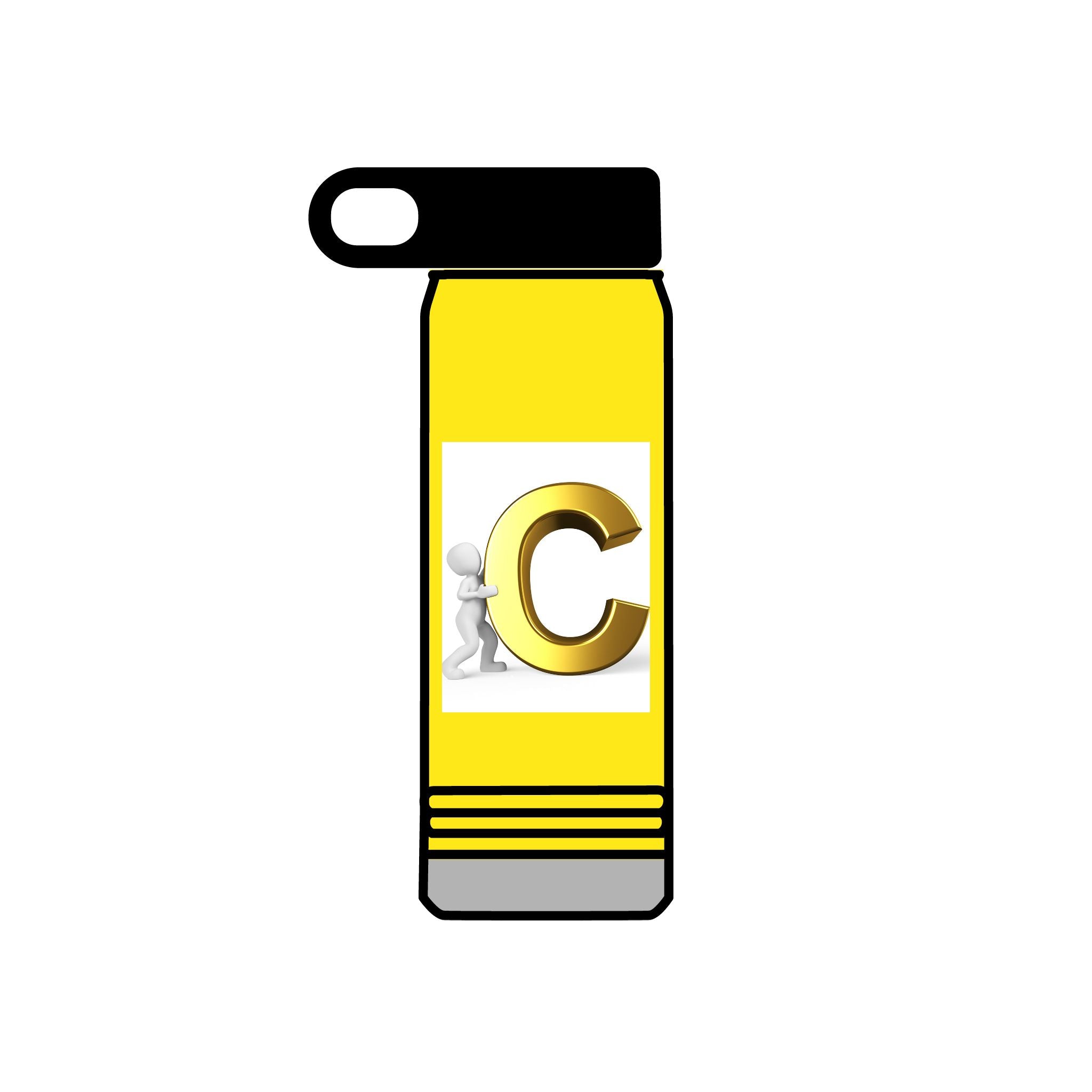 Bouteille d'eau Monogramme Lettre C Dorée | Bouteille Initiale 590 ml