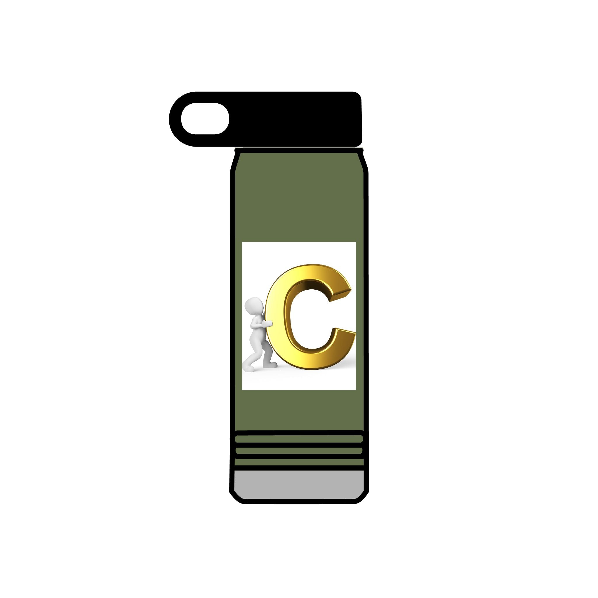 Bouteille d'eau Monogramme Lettre C Dorée | Bouteille Initiale 590 ml