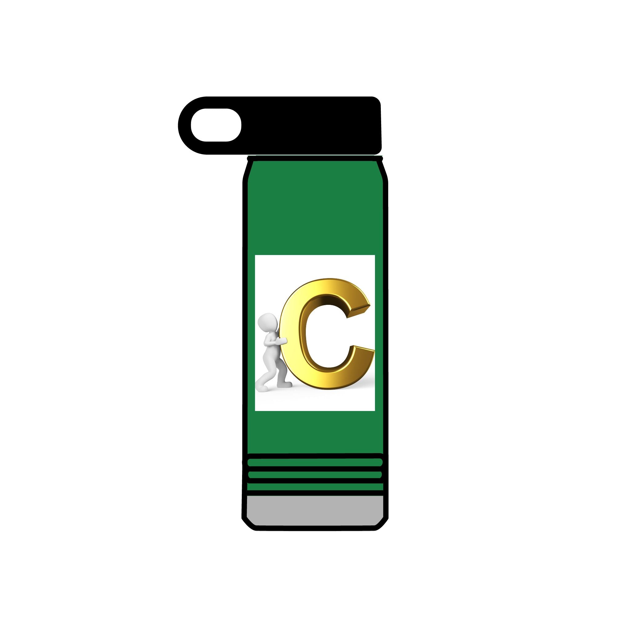 Bouteille d'eau Monogramme Lettre C Dorée | Bouteille Initiale 590 ml