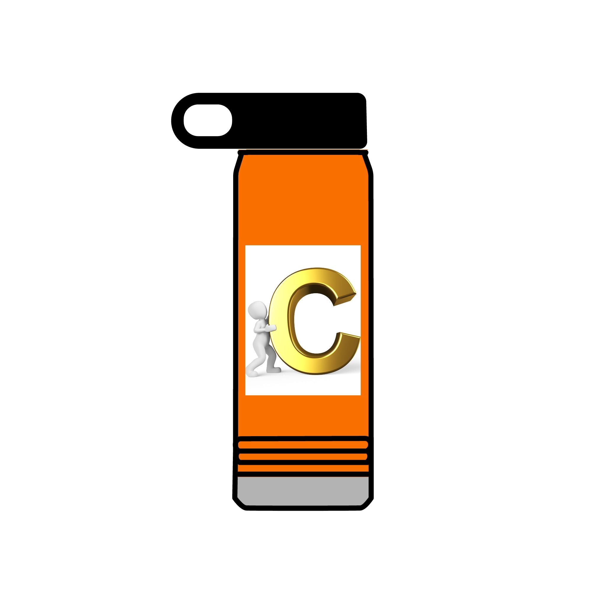 Bouteille d'eau Monogramme Lettre C Dorée | Bouteille Initiale 590 ml