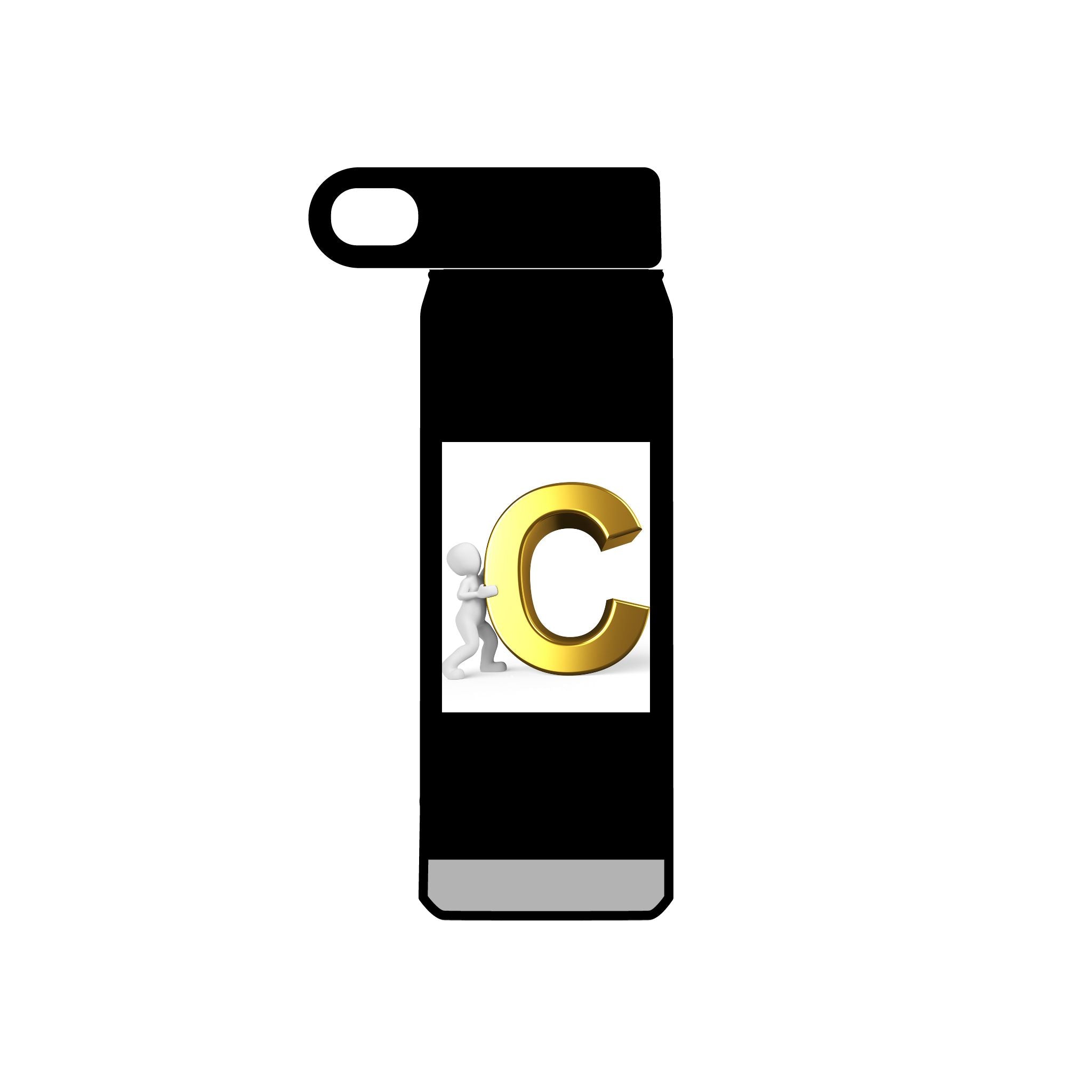 Bouteille d'eau Monogramme Lettre C Dorée | Bouteille Initiale 590 ml