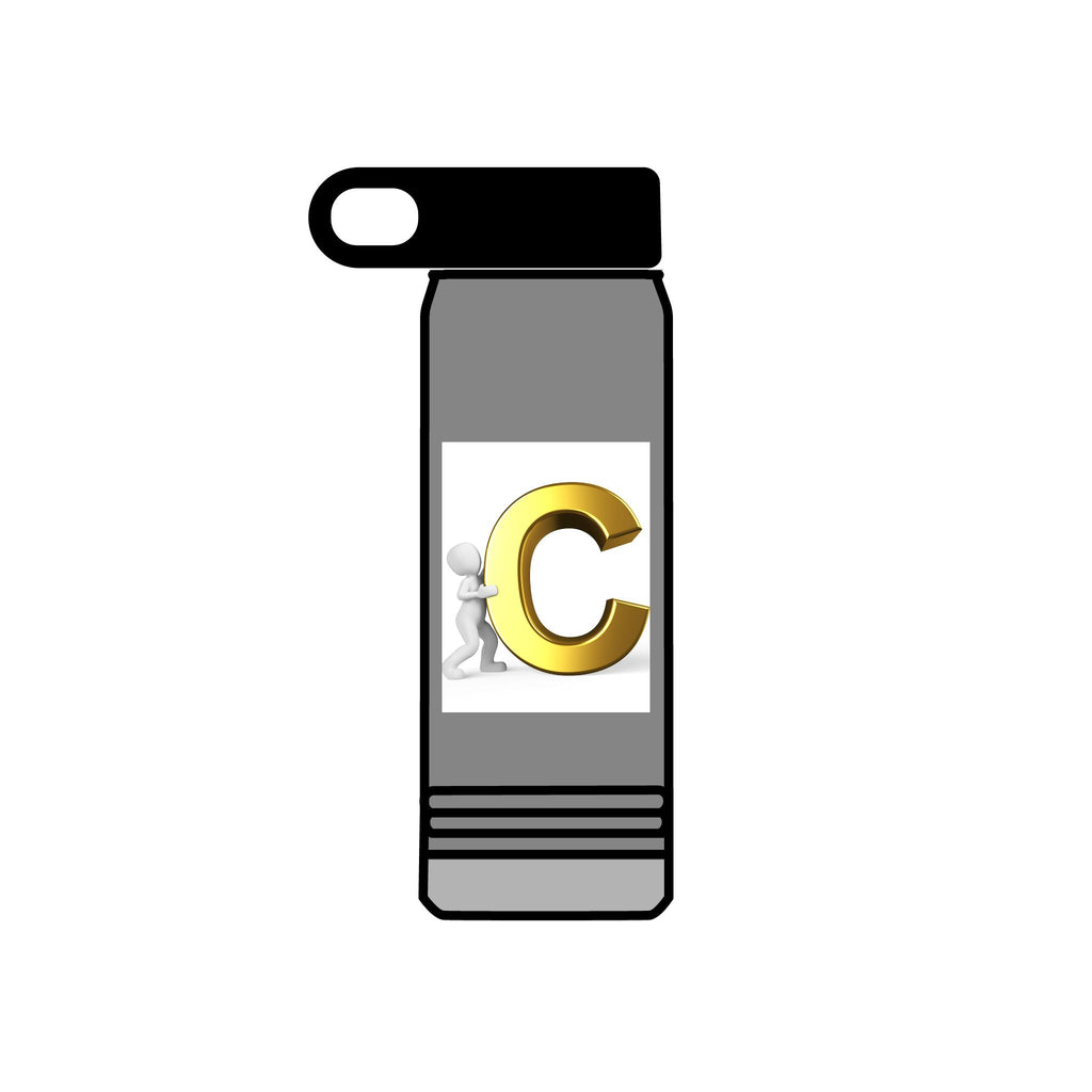 Gold Letter C Monogram Water Bottle | 20oz Initial Bottle