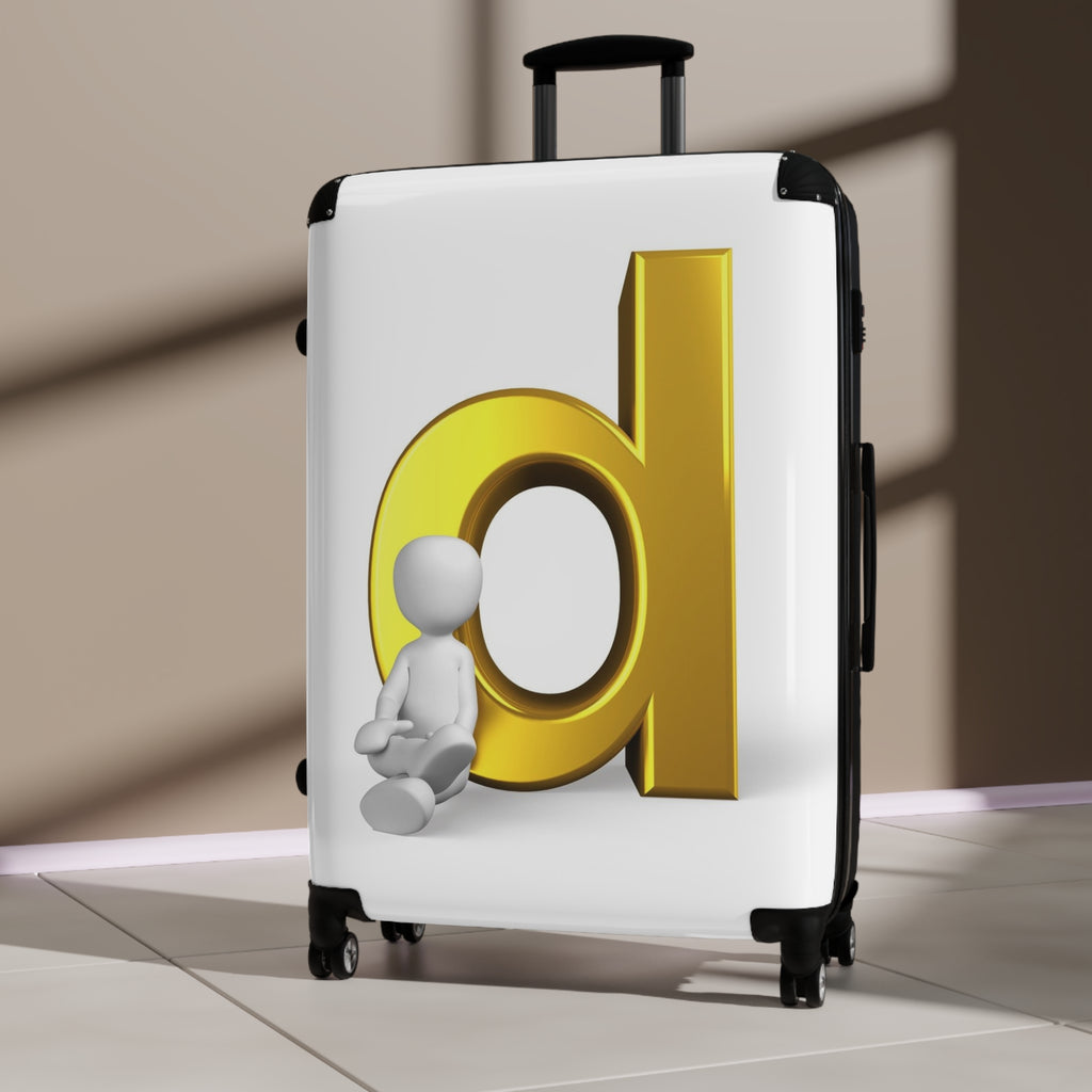 3D Gold Letter D Monogram Suitcase | Custom Initial Luggage