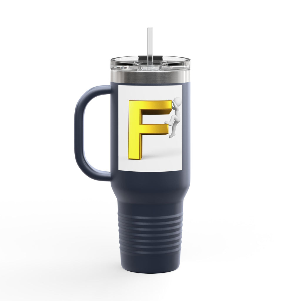 3D Figure Climbing Yellow Letter F Travel Mug | Insulated 40oz
